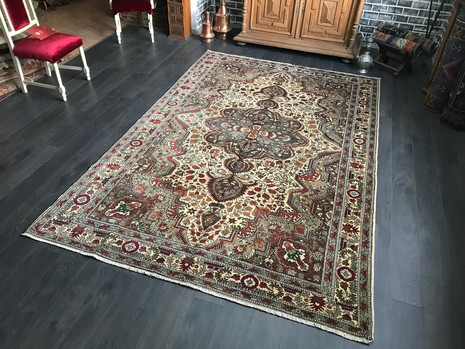 7x10 Large Vintage Persian Heriz Wool Rug 2 - Heritage and Rugs