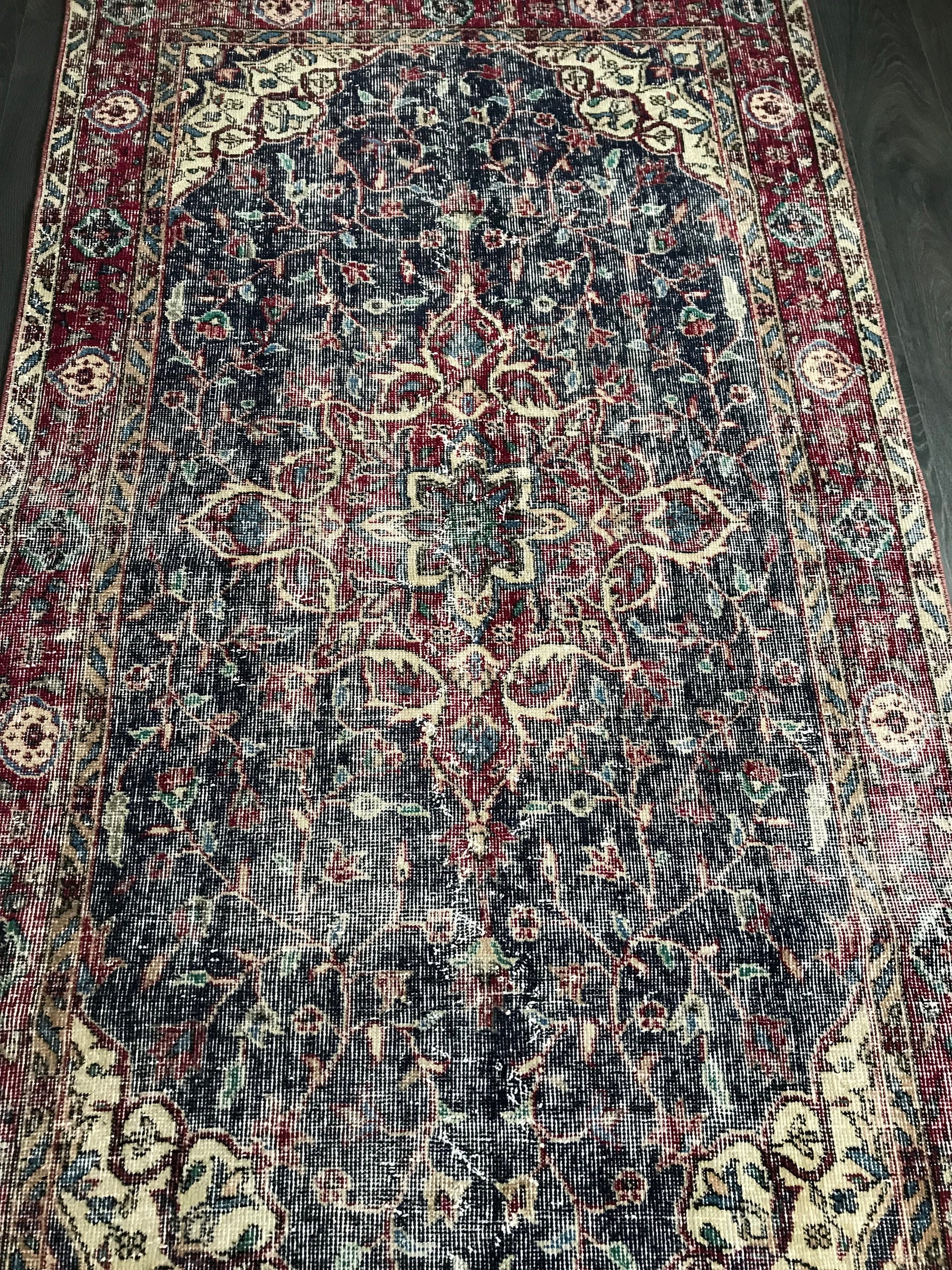 4x7 Vintage Turkish Wool Cotton Rug - Heritage and Rugs