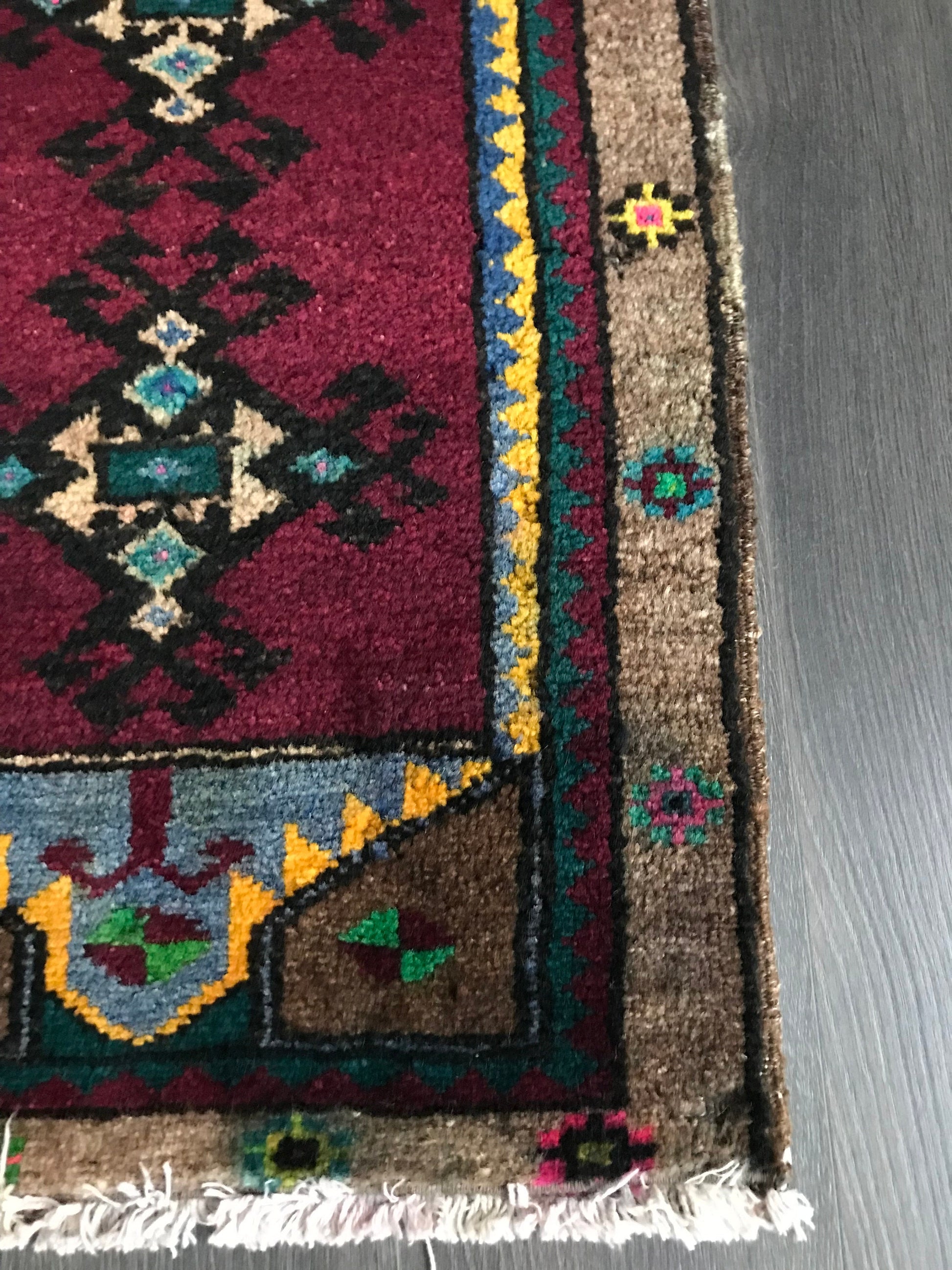 Wool Small Rug , Small Entry Rug , Burgundy Door mat , Bathroom Rug , Vintage Oushak Rug , 2x3 Rug, Natural Anatolian Rug , Mini Kitchen Rug - Heritage and Rugs