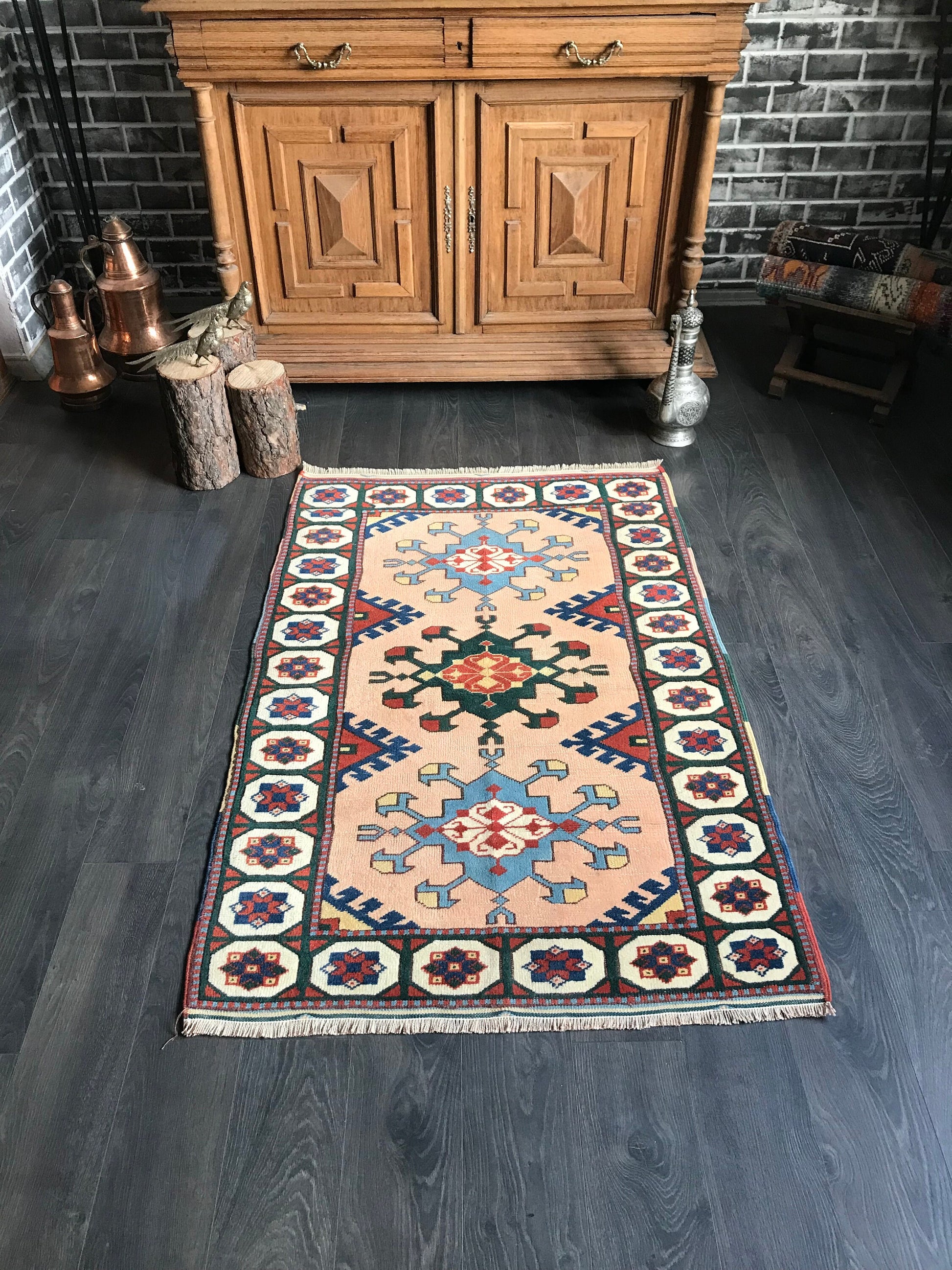 3.2x4.9 Medium Vintage Turkish Oushak Wool Rug - Heritage and Rugs