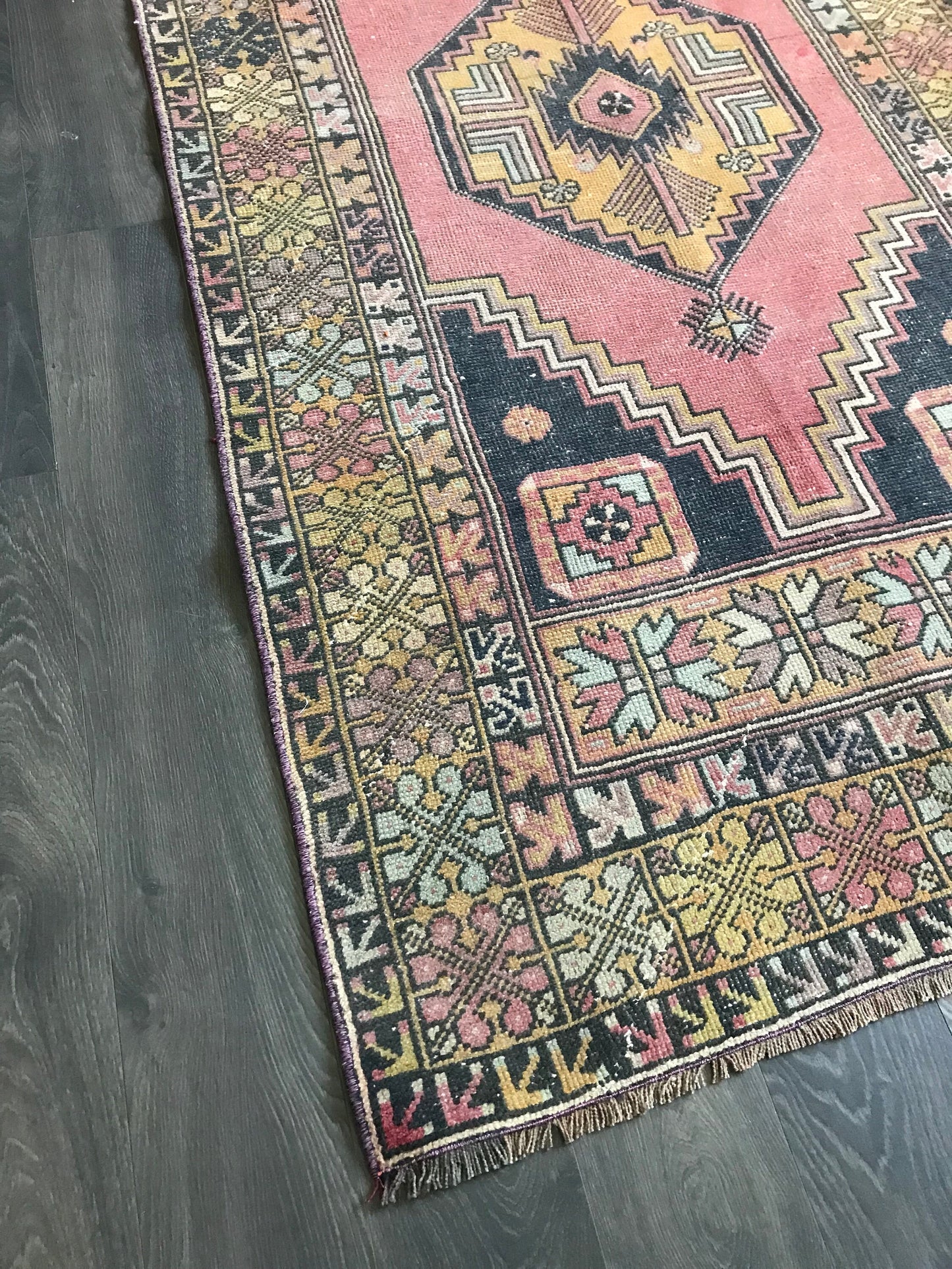 Pink Turkish Rug , Handmade Area Rug , Wool Cotton Rug , Anatolian Rug , Antique Oushak Rug , 4x7 Rug , Natural Vintage Rug , Oriental Rug - Heritage and Rugs