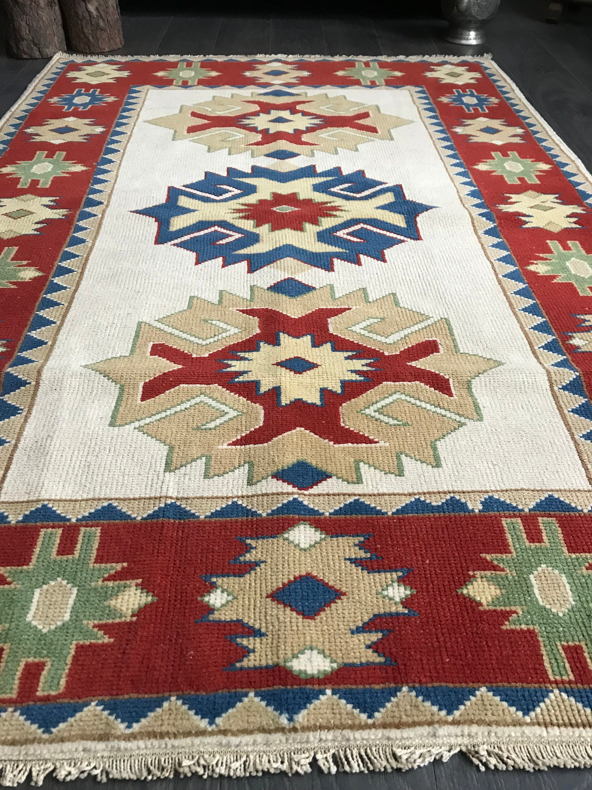 4x5.8 Vintage Turkish Oushak Wool Rug - Heritage and Rugs