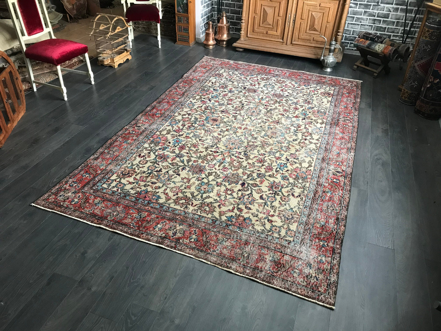 6.5x10.1 Large Vintage Persian Wool Rug