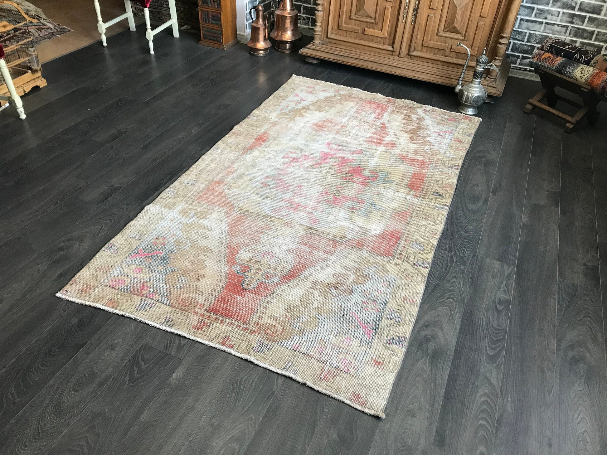 4x7 Medium Faded Turkish Oushak Rug - Heritage and Rugs