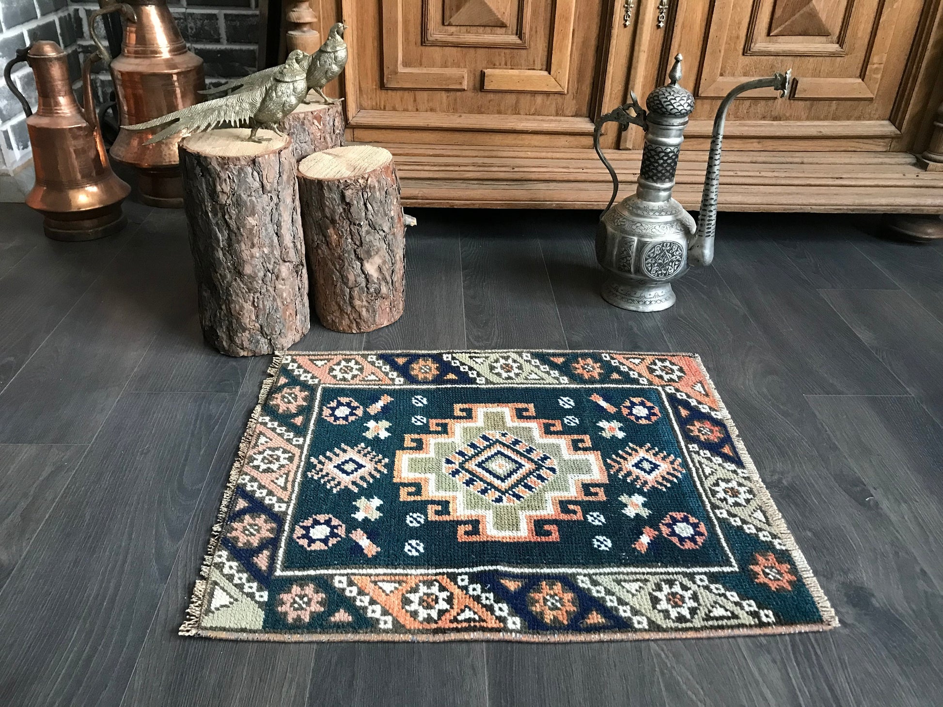 1.8x2.0 Small Vintage Persian Wool Rug - Heritage and Rugs