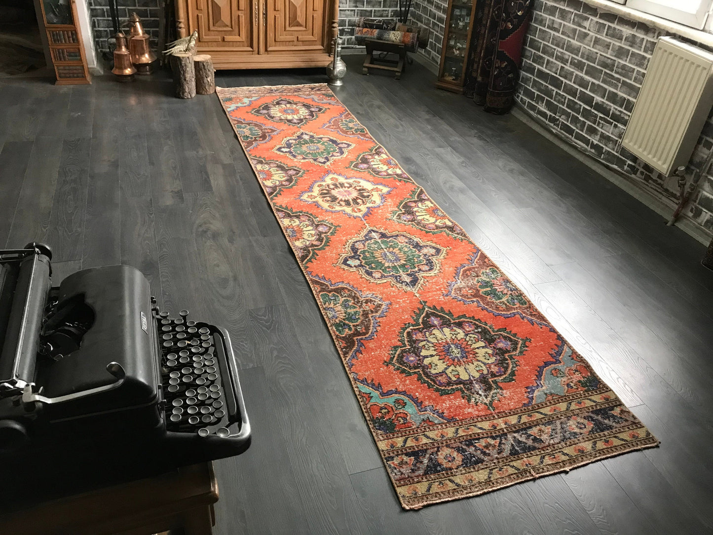 3x12 Vintage Orange Runner Rug - Heritage and Rugs