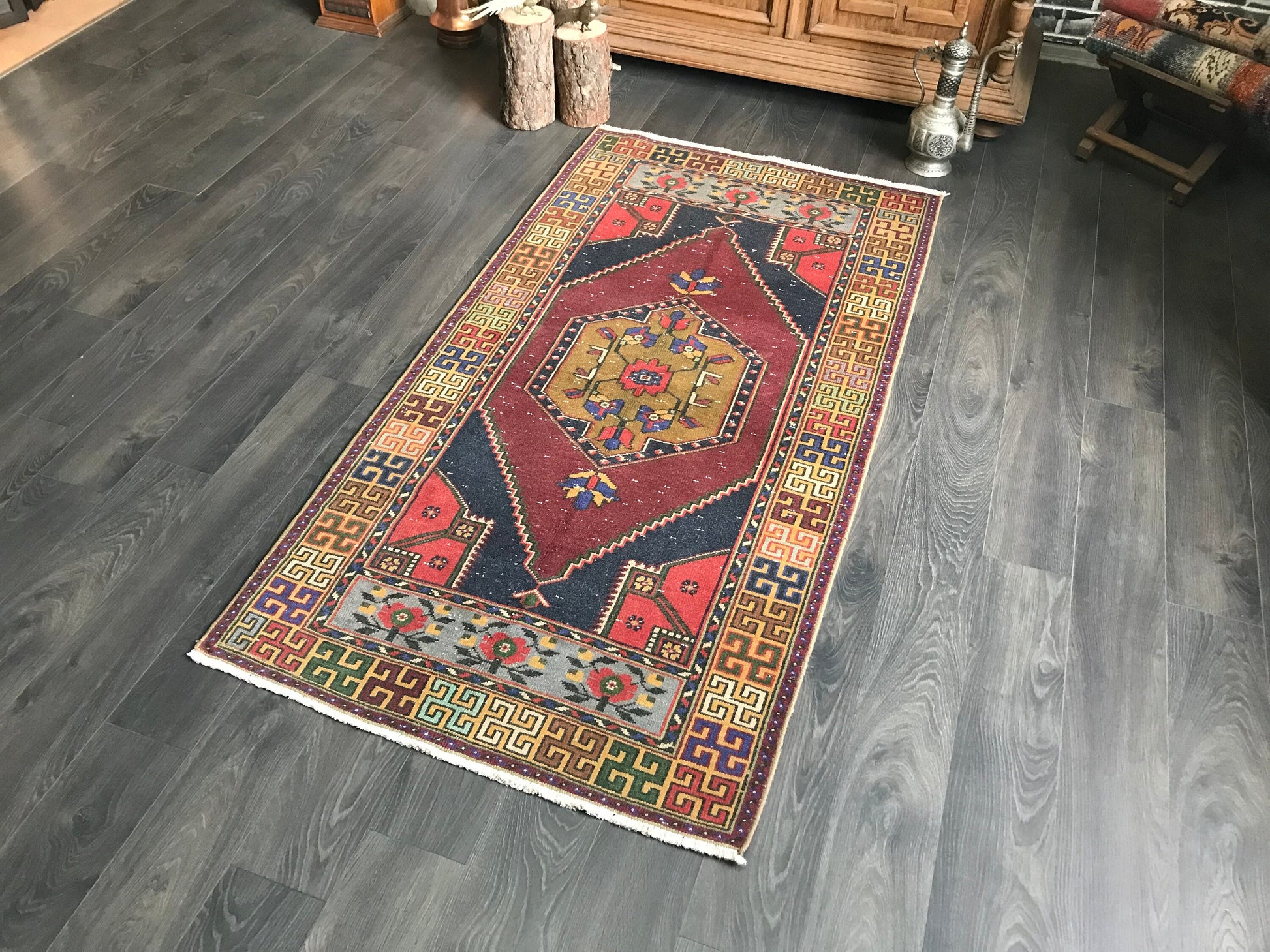 3.3x6.4 Vintage Turkish Wool & Cotton Rug - Heritage and Rugs