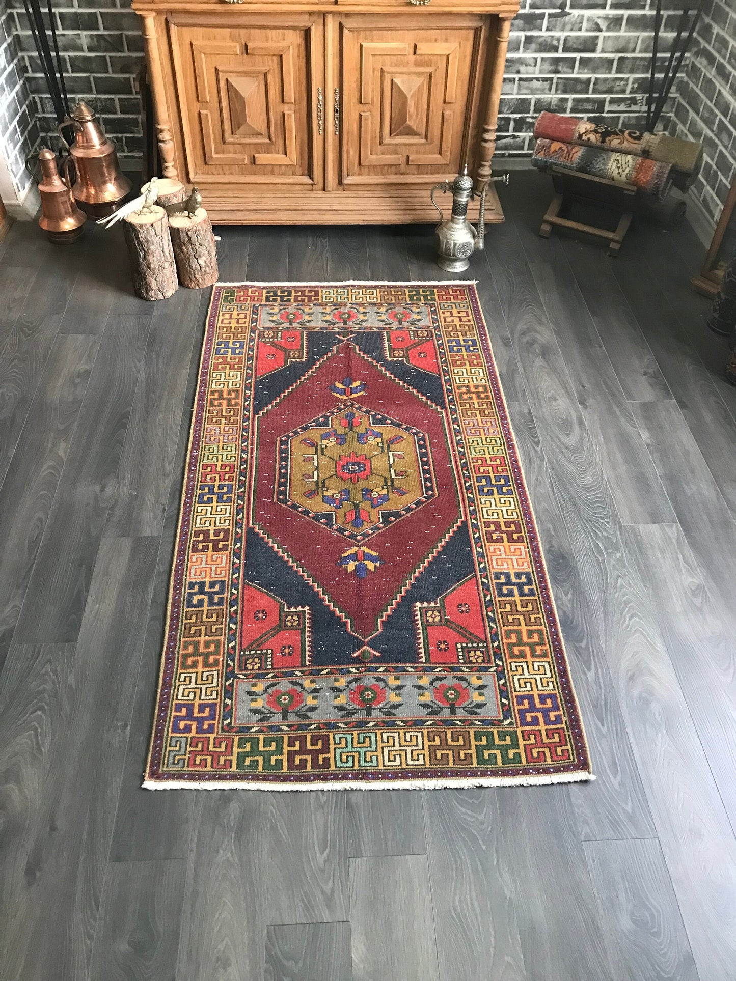 3.3x6.4 Vintage Turkish Wool & Cotton Rug - Heritage and Rugs