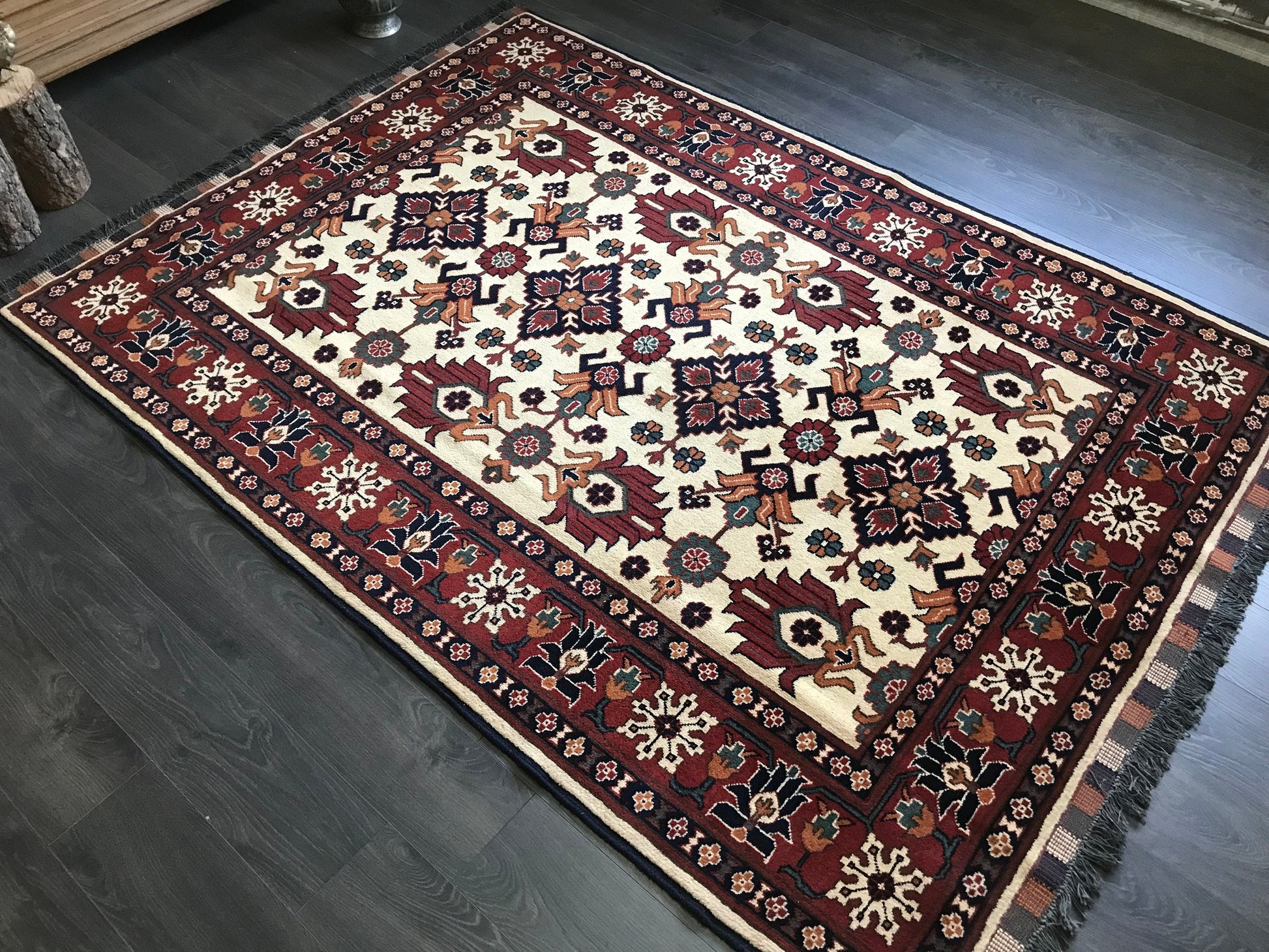 5x7 Large Vintage Afghan Wool Rug - Heritage and Rugs