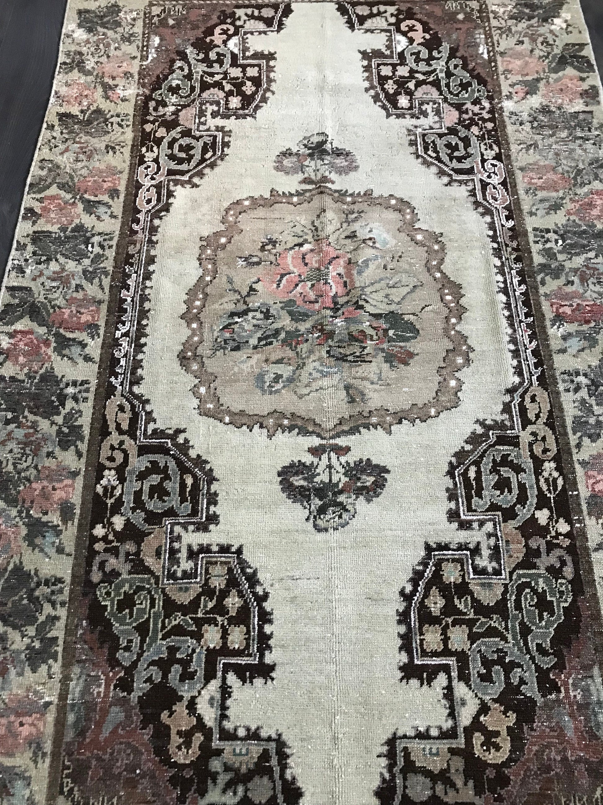 4.5x7.7 Vintage Turkish Oushak Wool Rug - Heritage and Rugs