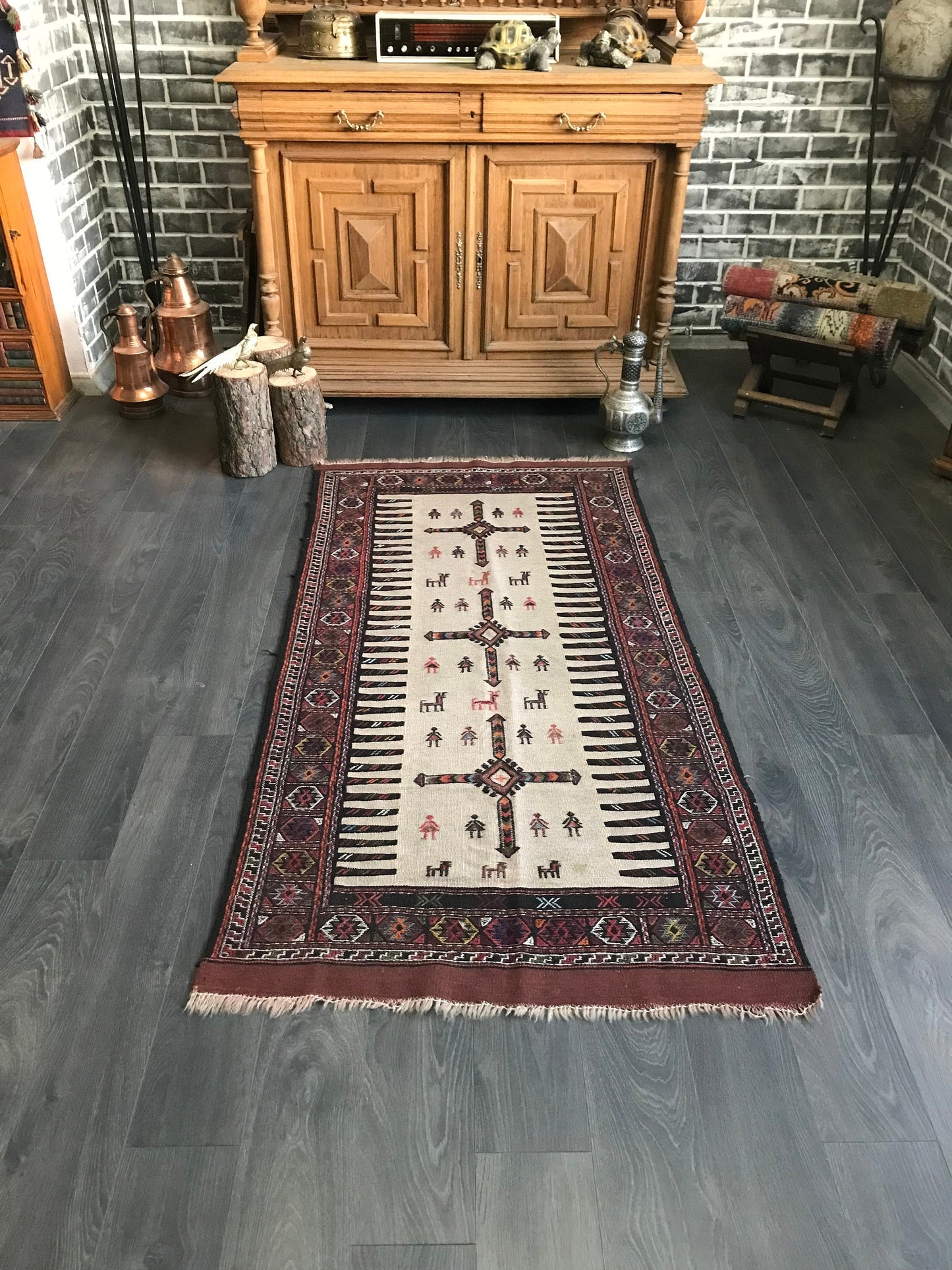 3.1x6.1 Medium Vintage Beige Turkish Oushak Rug - Heritage and Rugs