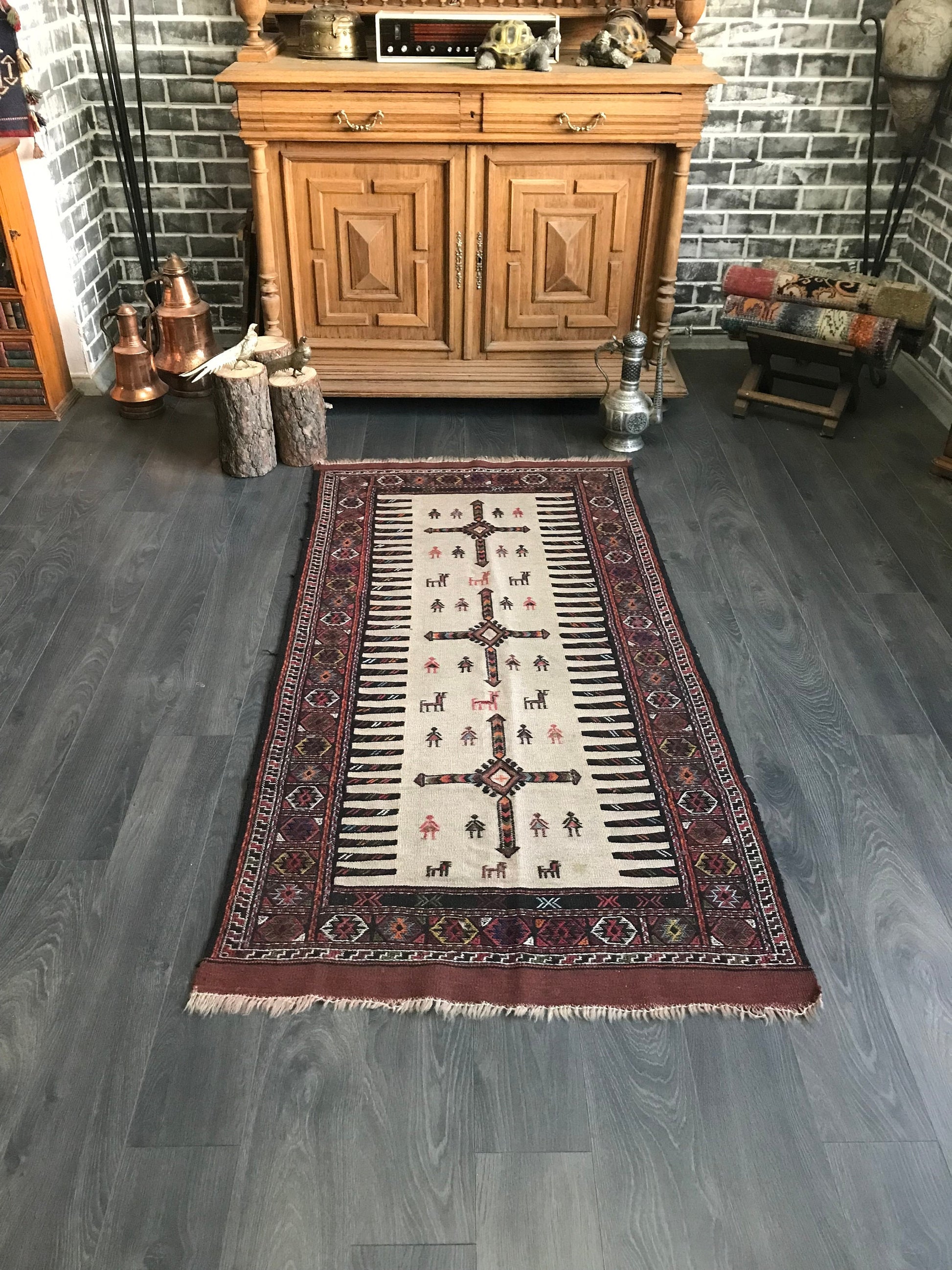 3.1x6.1 Medium Vintage Beige Turkish Oushak Rug - Heritage and Rugs