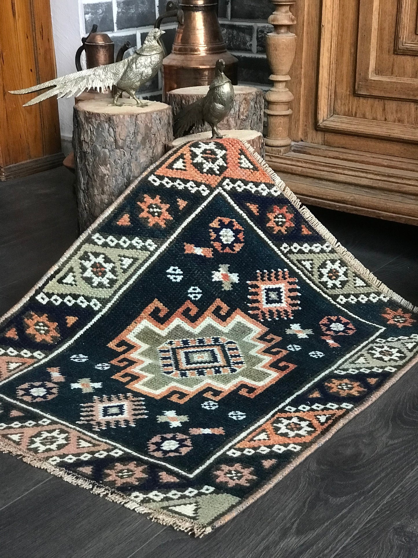 1.8x2.0 Small Vintage Persian Wool Rug- Heritage and Rugs