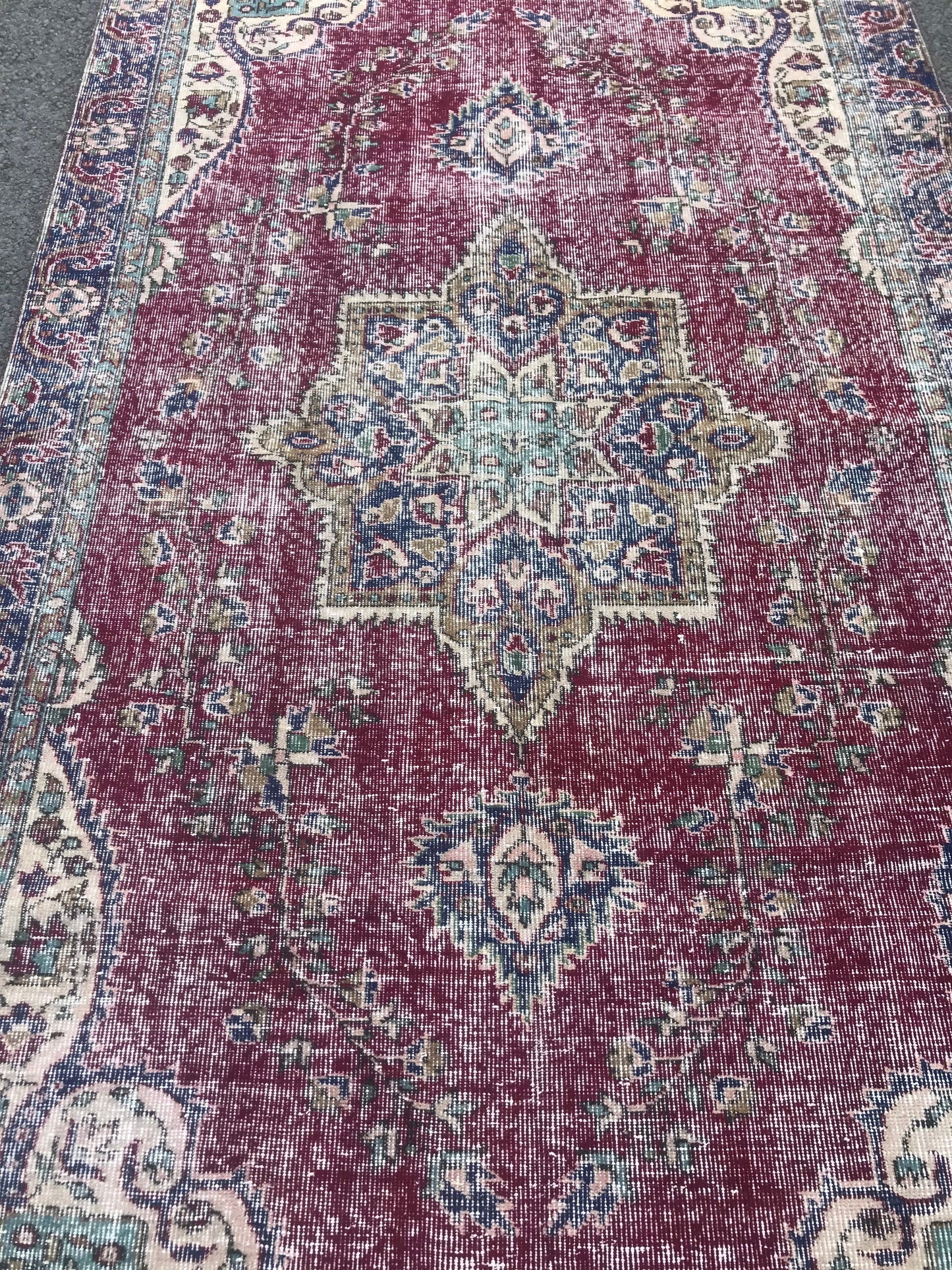 5x8.9 Large Vintage Burgundy Turkish Wool Rug - Heritage and Rugs