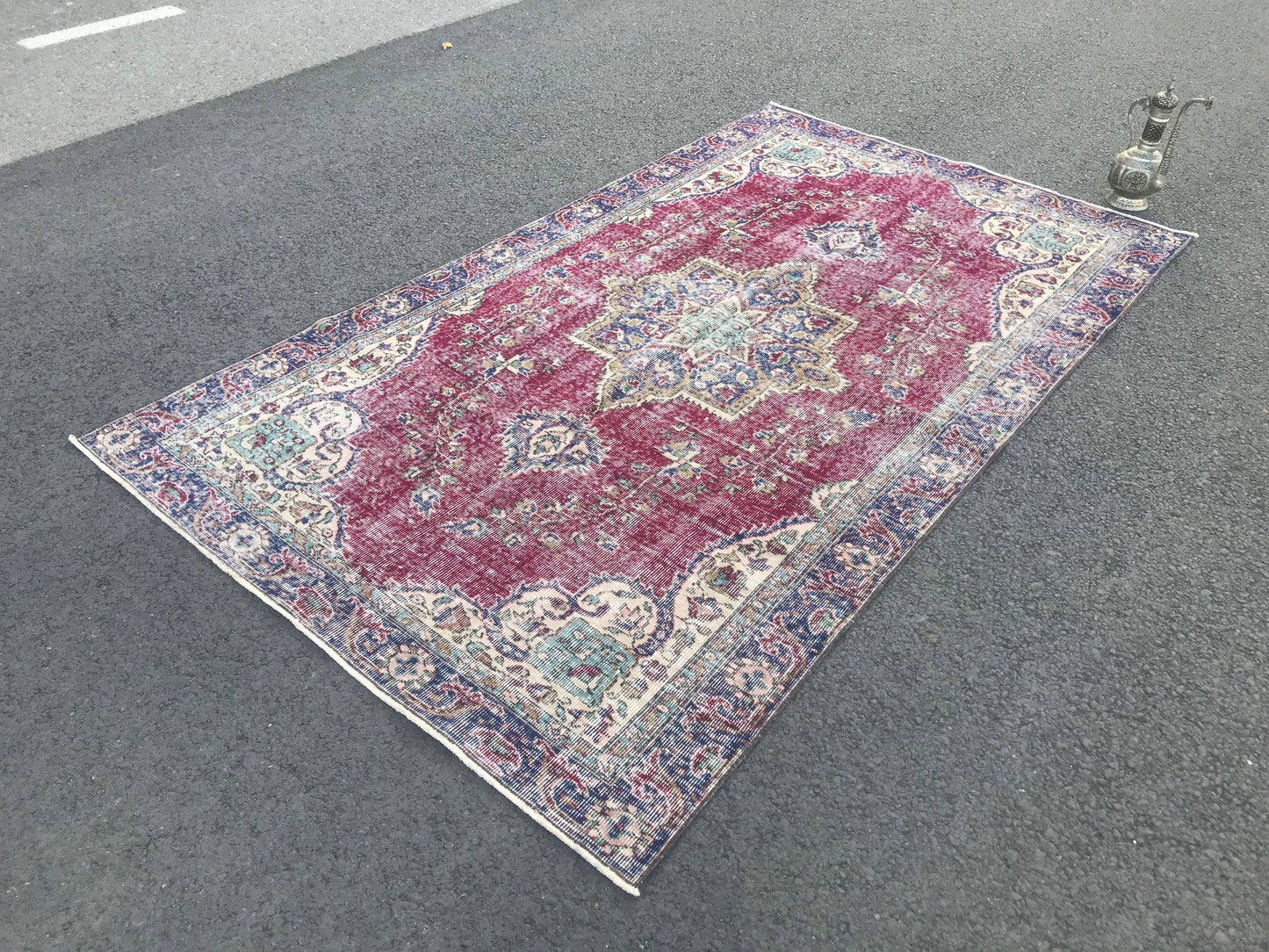 5x8.9 Large Vintage Burgundy Turkish Wool Rug - Heritage and Rugs