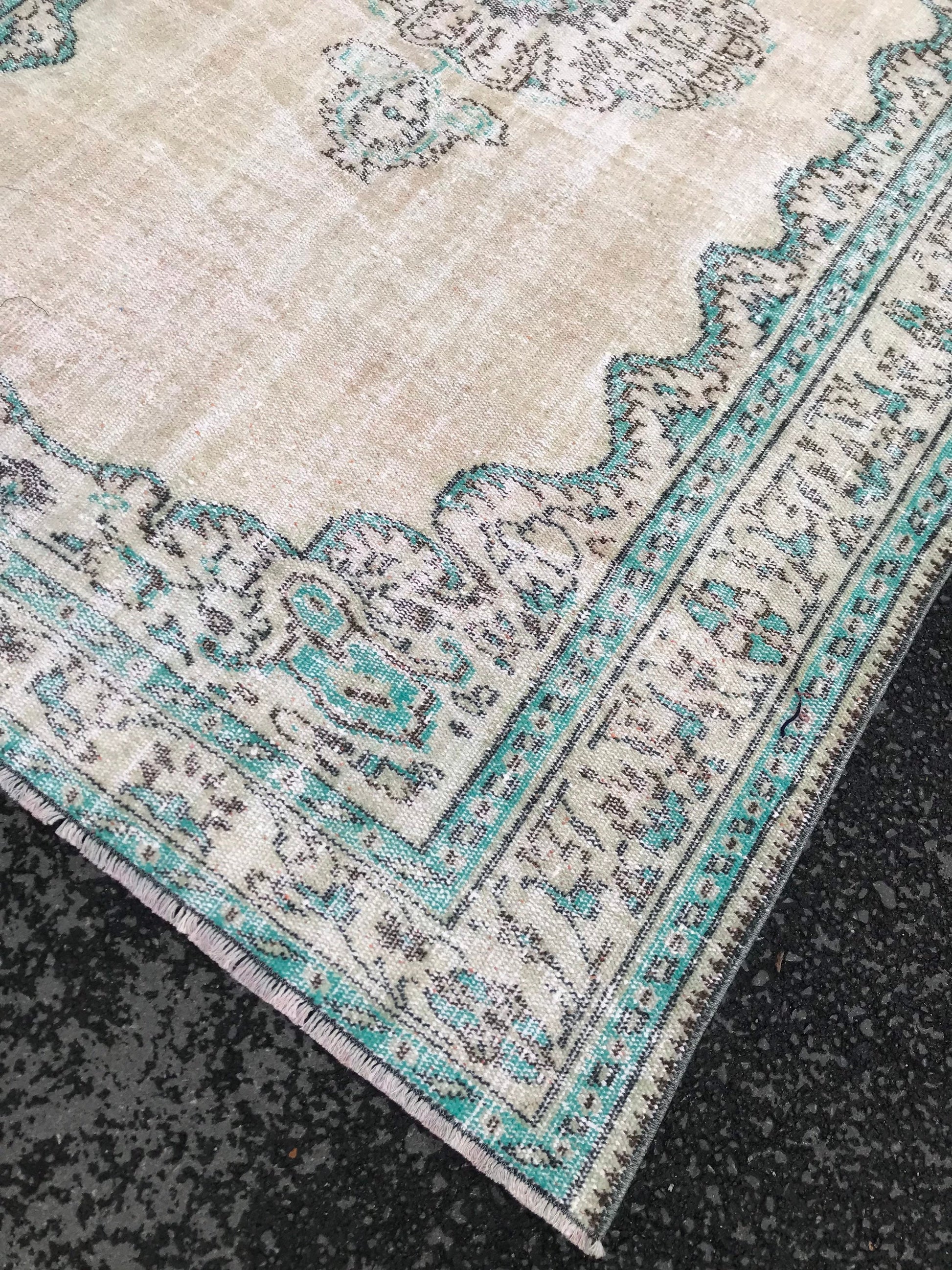 Vintage Turkish Rug , Faded Turkish Rug , Boho Vintage Rug , Wool Oushak Rug , Oriental Livingroom Rug , Large Turkish Rug , 5.4x8.3 Ft - Heritage and Rugs