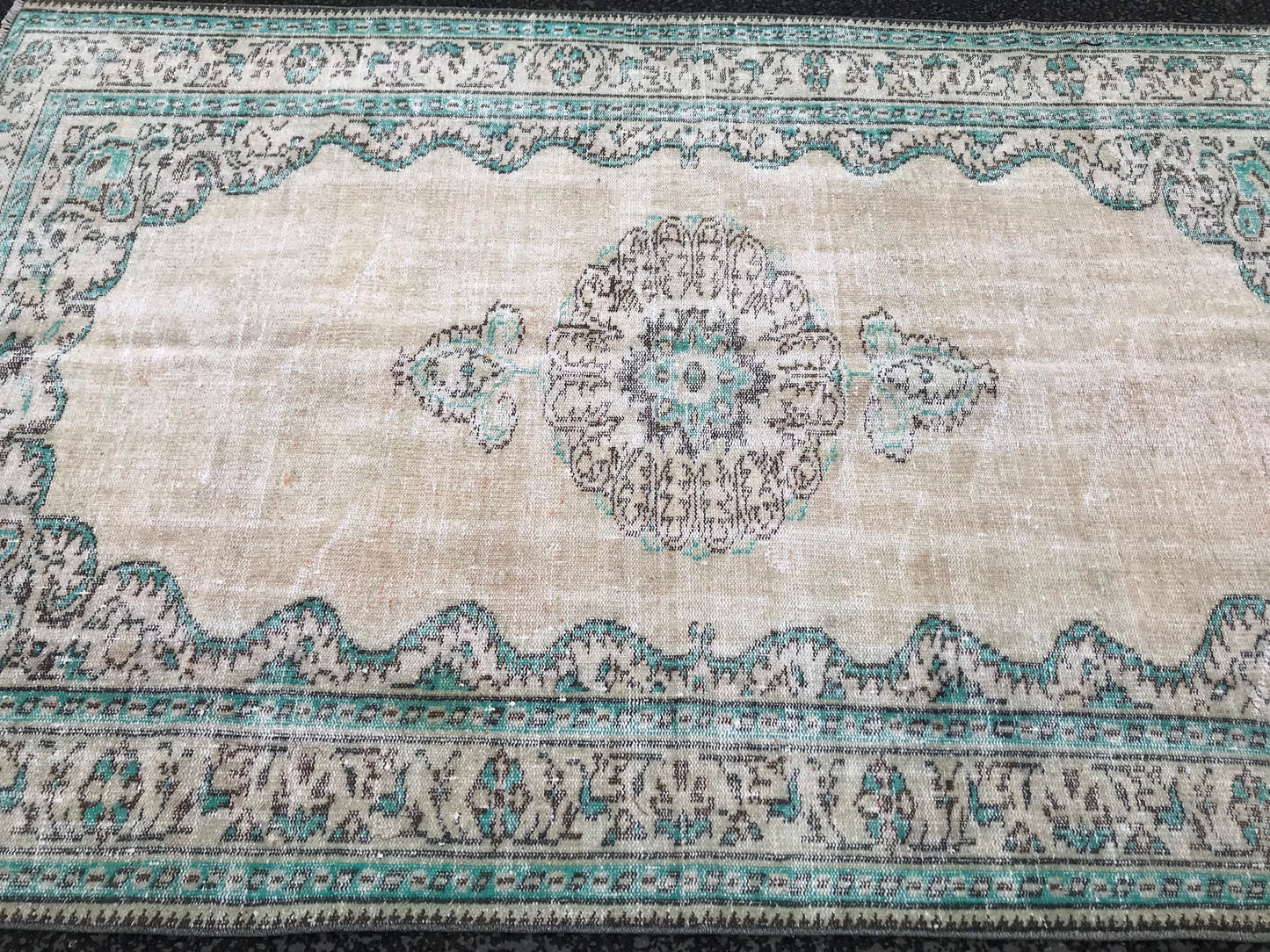 Vintage Turkish Rug , Faded Turkish Rug , Boho Vintage Rug , Wool Oushak Rug , Oriental Livingroom Rug , Large Turkish Rug , 5.4x8.3 Ft - Heritage and Rugs