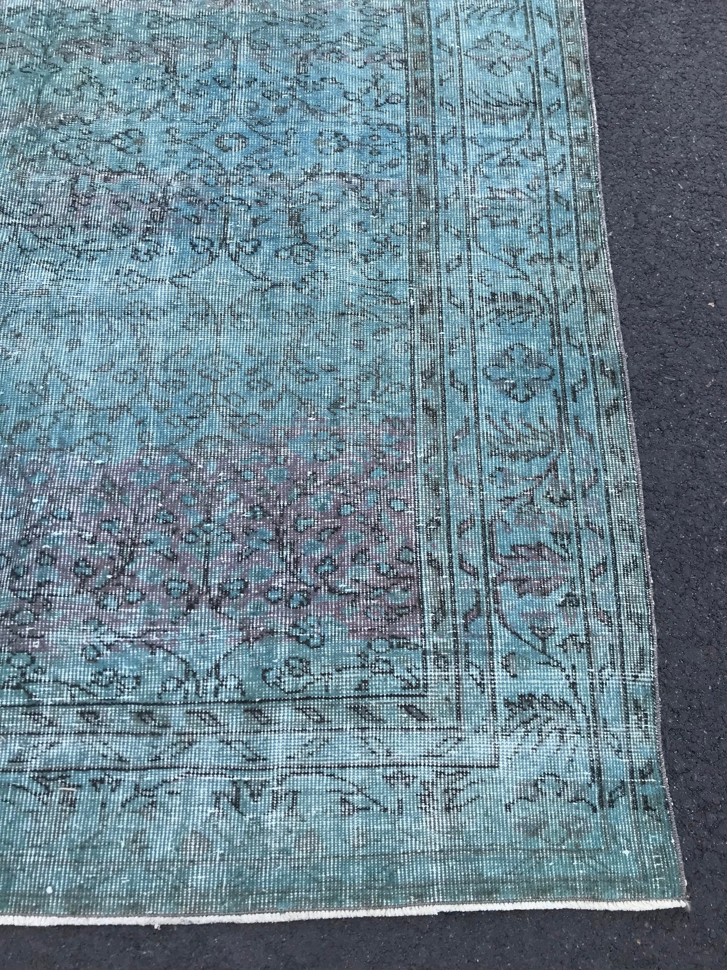 6x10 Large Vintage Blue Turkish Overdyed Rug