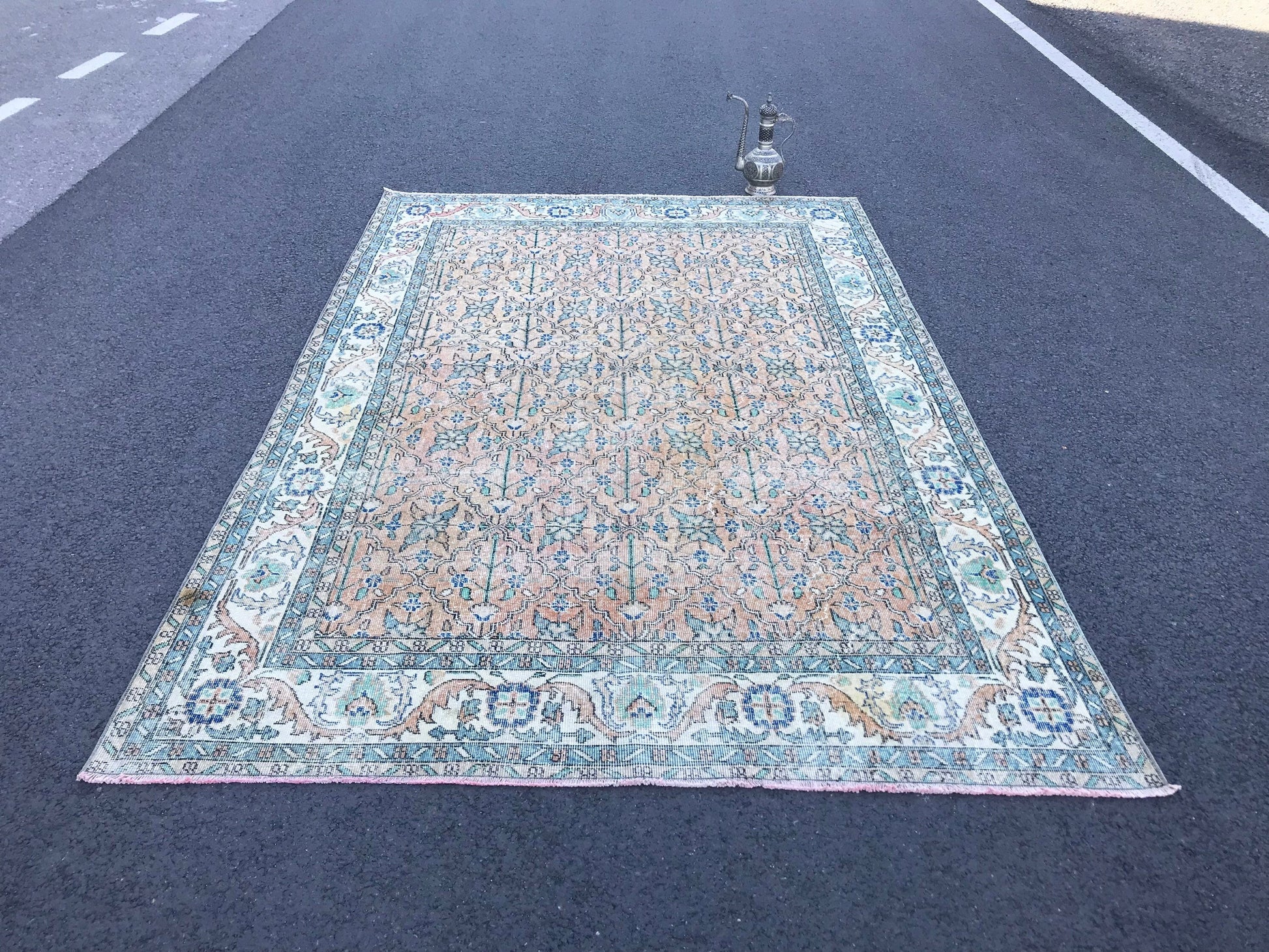 6.4x9.6 Vintage Orange Turkish Rug - Heritage and Rugs