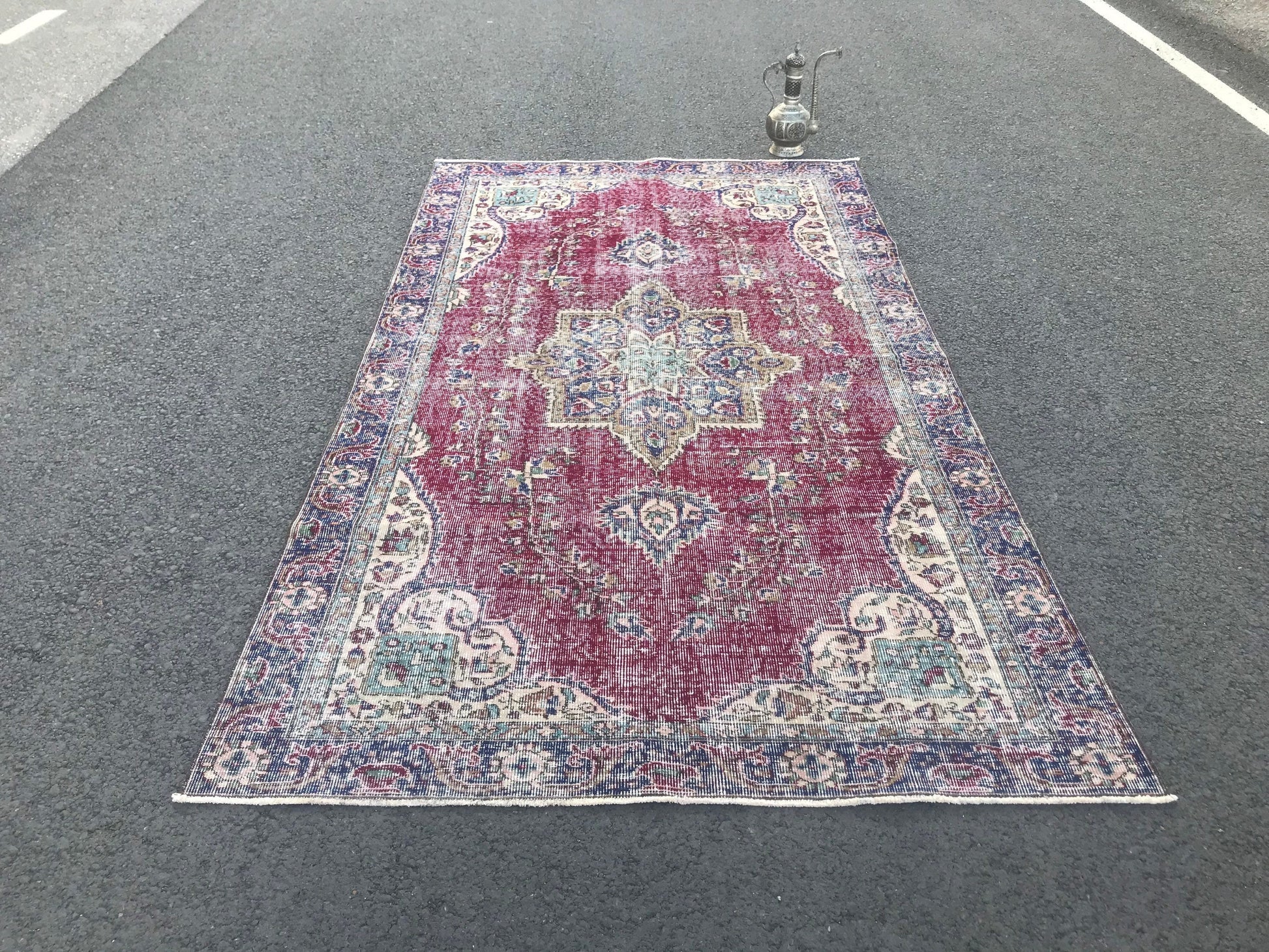 5x8.9 Large Vintage Burgundy Turkish Wool Rug- Heritage and Rugs