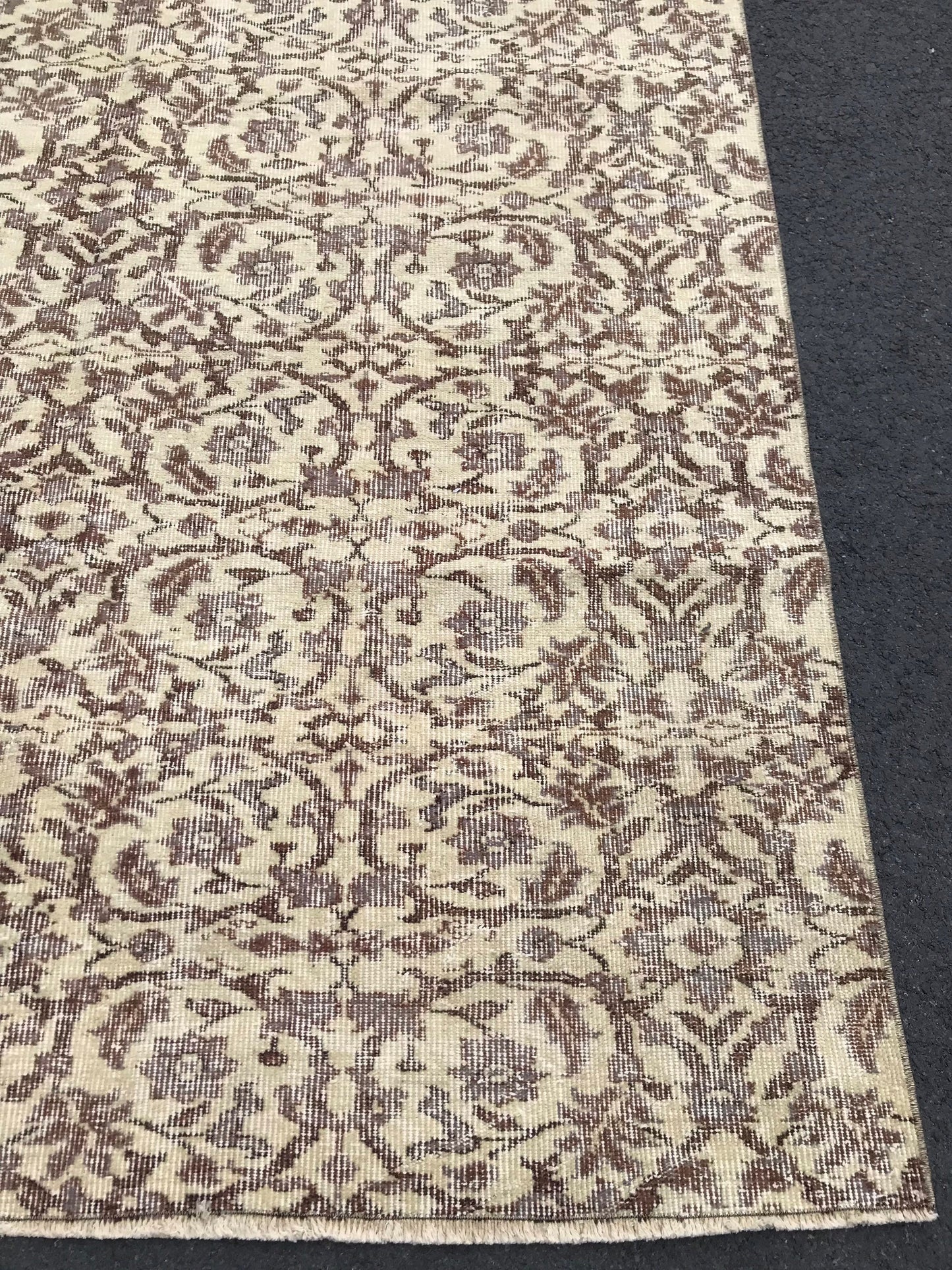 5.8x8.9 Large Vintage Beige Turkish Oushak Wool Rug 4 - Heritage and Rugs