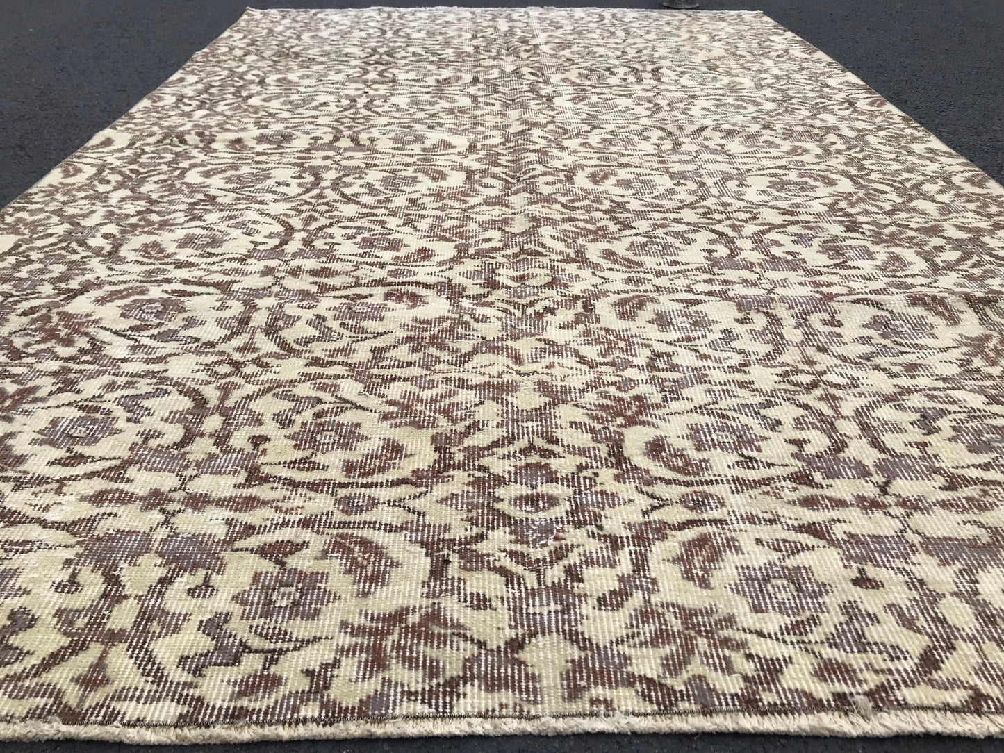 5.8x8.9 Large Vintage Beige Turkish Oushak Wool Rug 4 - Heritage and Rugs