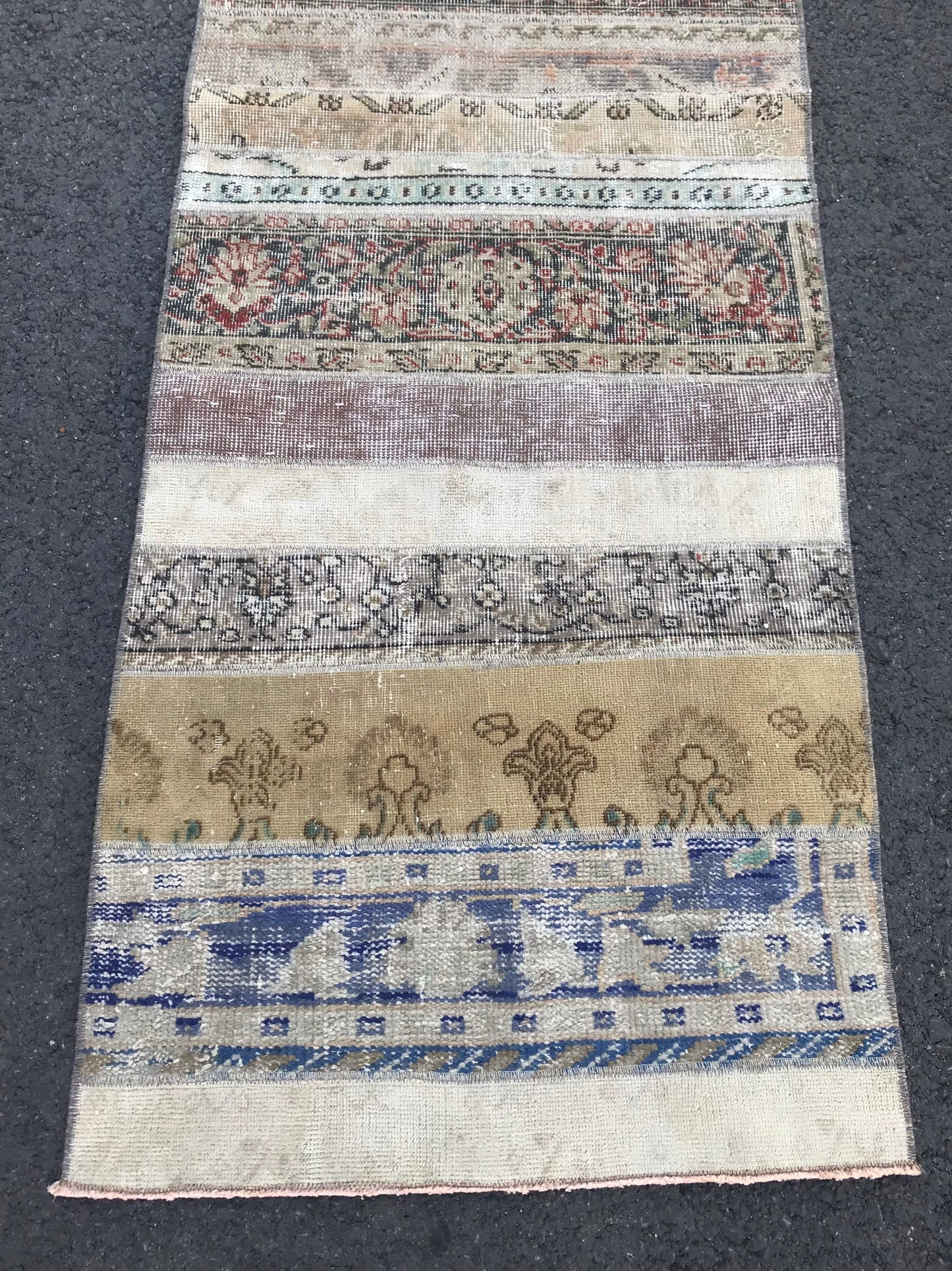 2.6x10.6 Turkish Oushak Patchwork Runner Rug - Heritage and Rugs