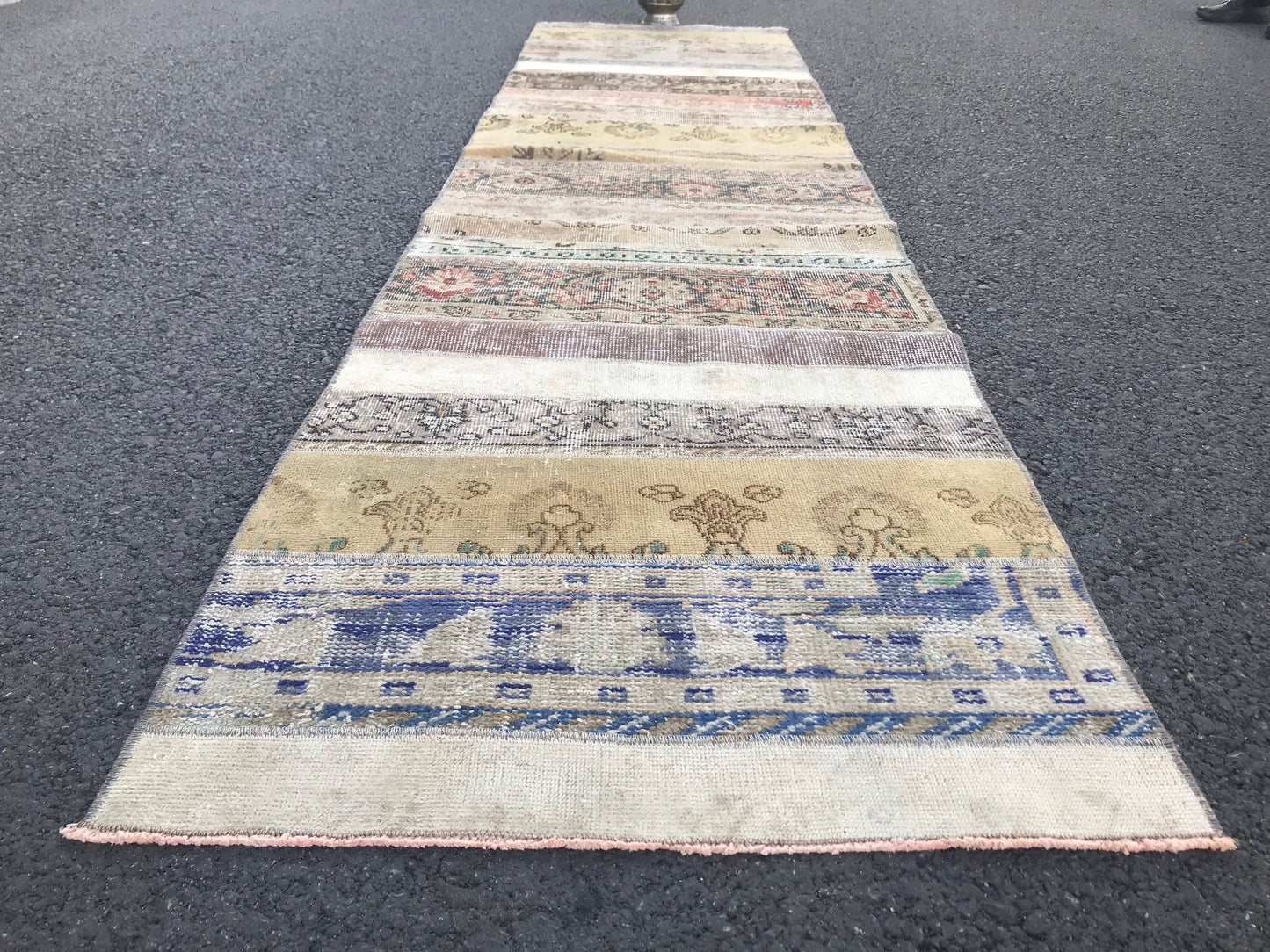 2.6x10.6 Turkish Oushak Patchwork Runner Rug - Heritage and Rugs