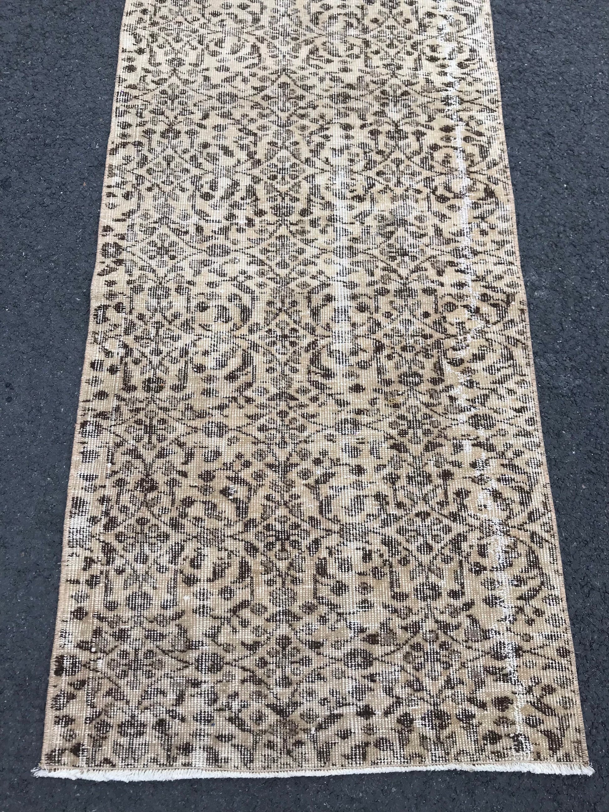 Beige Runner Rug , Neutral Runner Rug , Wool Entry Rug , Handmade Runner Rug , Turkish Runner Rug , Vintage Runner Rug , 2.5x9.9 Ft - Heritage and Rugs