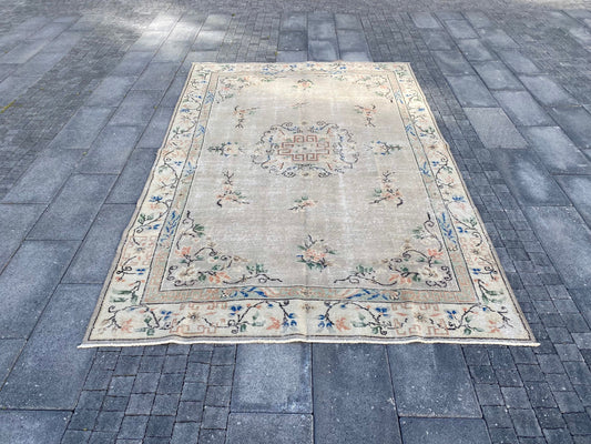 Large Turkish Rug , Large Vintage Rug , Livingroom Rug , Oriental Flower Rug , Vintage Home Decor Rug , Handmade Area Rug , 6.2x9.8 Ft - Heritage and Rugs