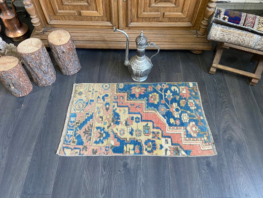 Wool Small Rug , colorful Small Rug , Vintage Door mat , Oriental Bathroom Rug , Small Oushak Rug , Small Turkish Rug , Entry Rug, 1.7x2.9 - Heritage and Rugs