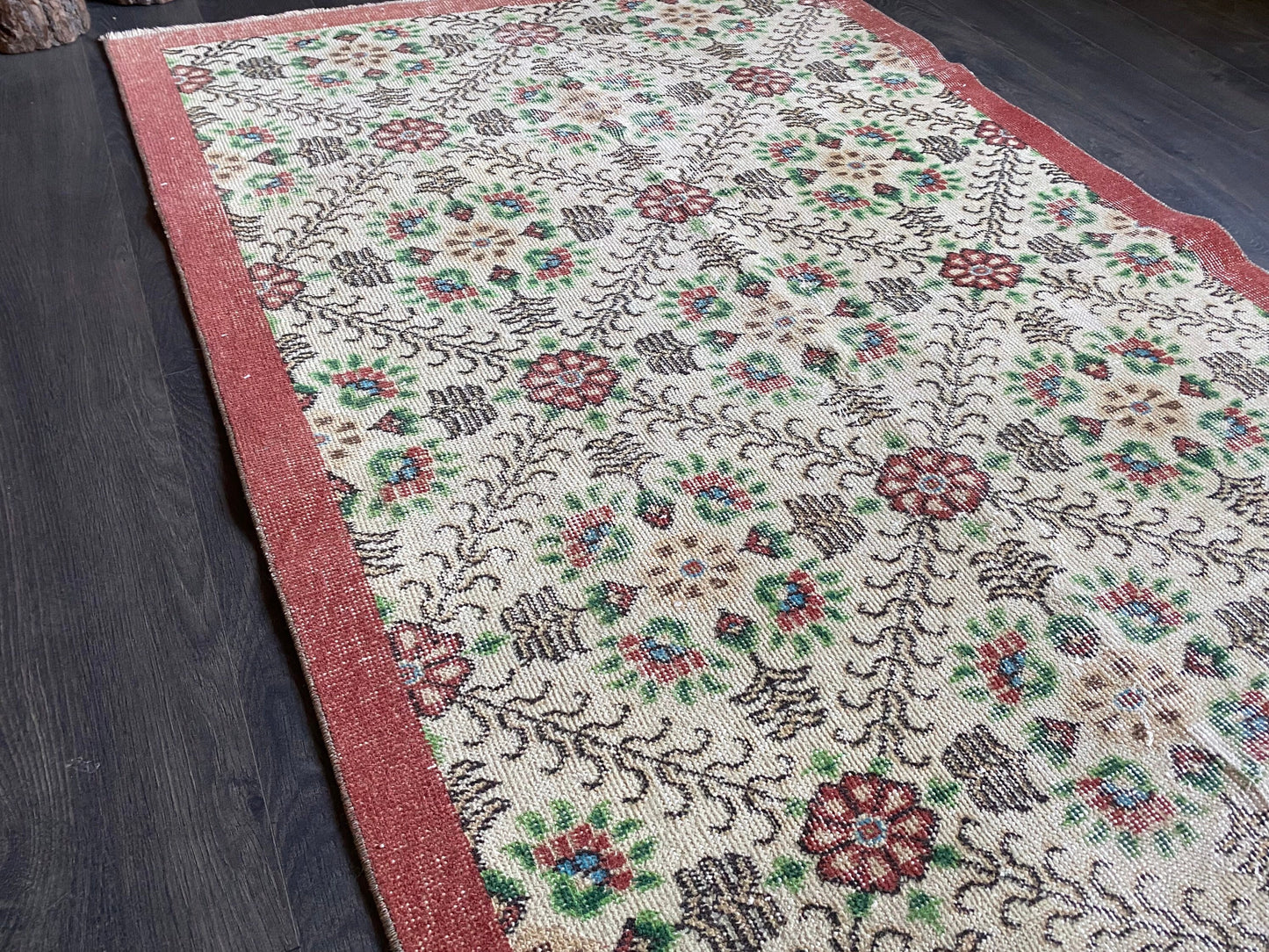 3.6x5.9 Medium Vintage Turkish Oushak Wool Rug - Heritage and Rugs