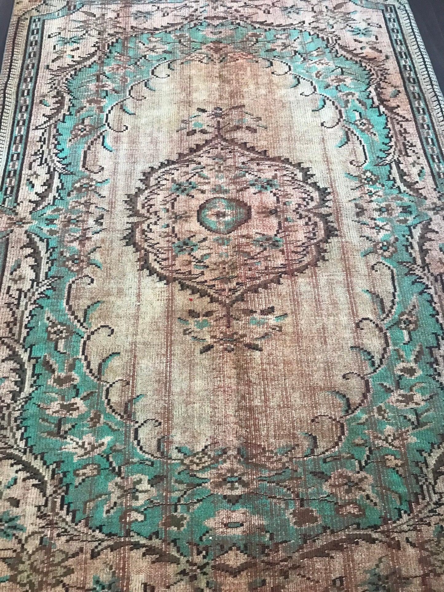 5.1x7.6 Large Vintage Brown Turkish Oushak Rug - Heritage and Rugs