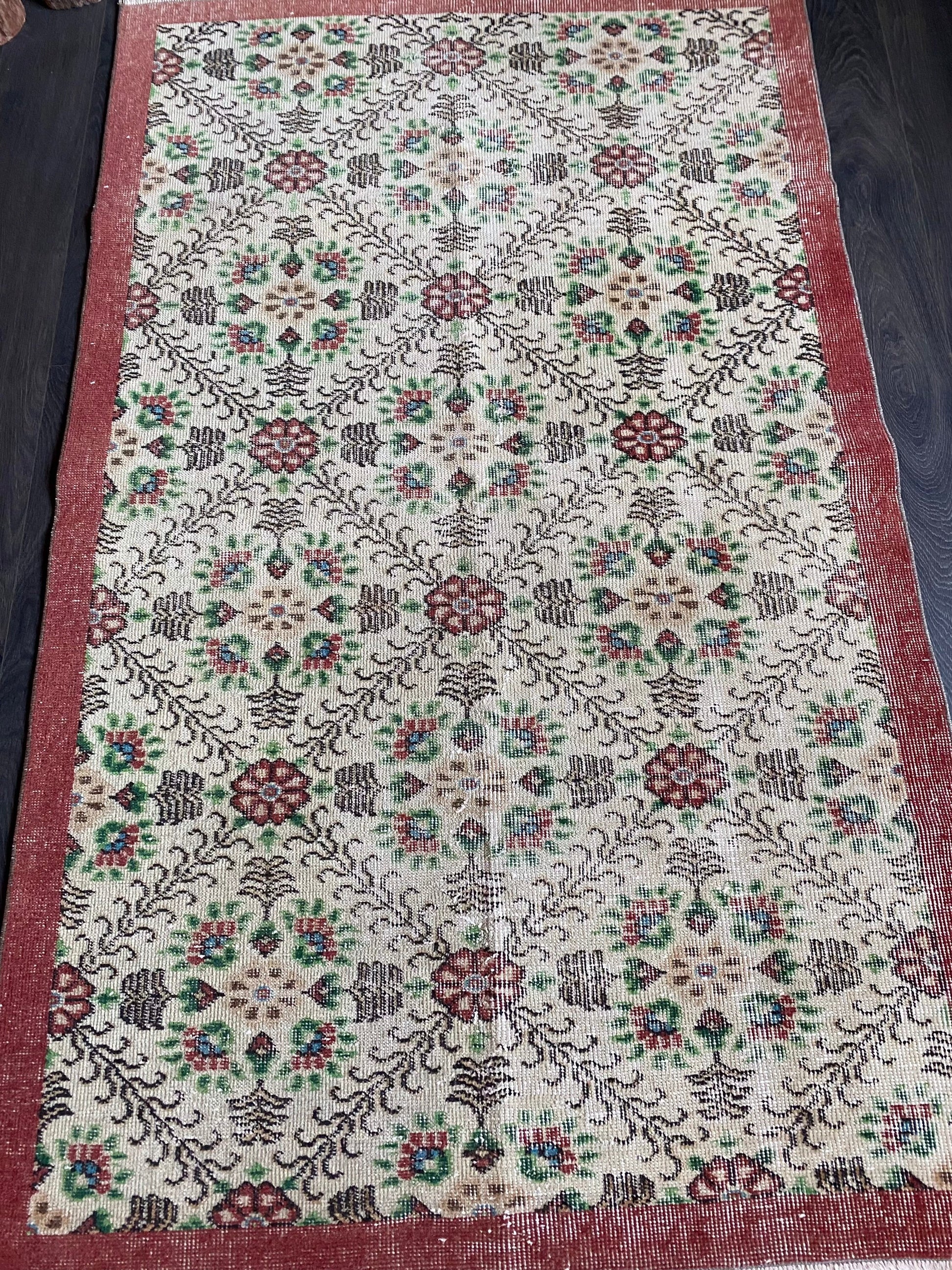 3.6x5.9 Medium Vintage Turkish Oushak Wool Rug 3 - Heritage and Rugs