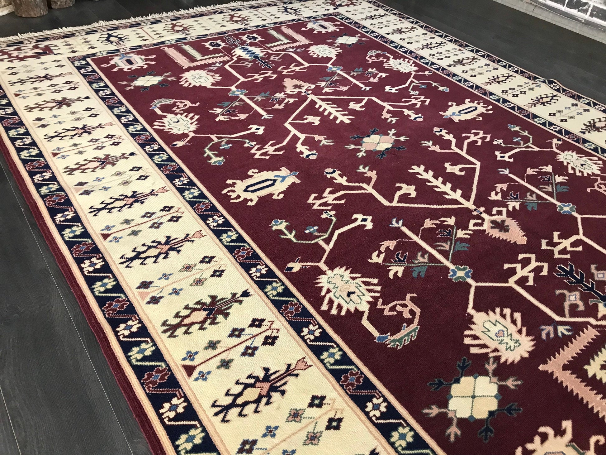 6.8x9.1 Large Vintage Burgundy Persian Wool Rug- Heritage and Rugs