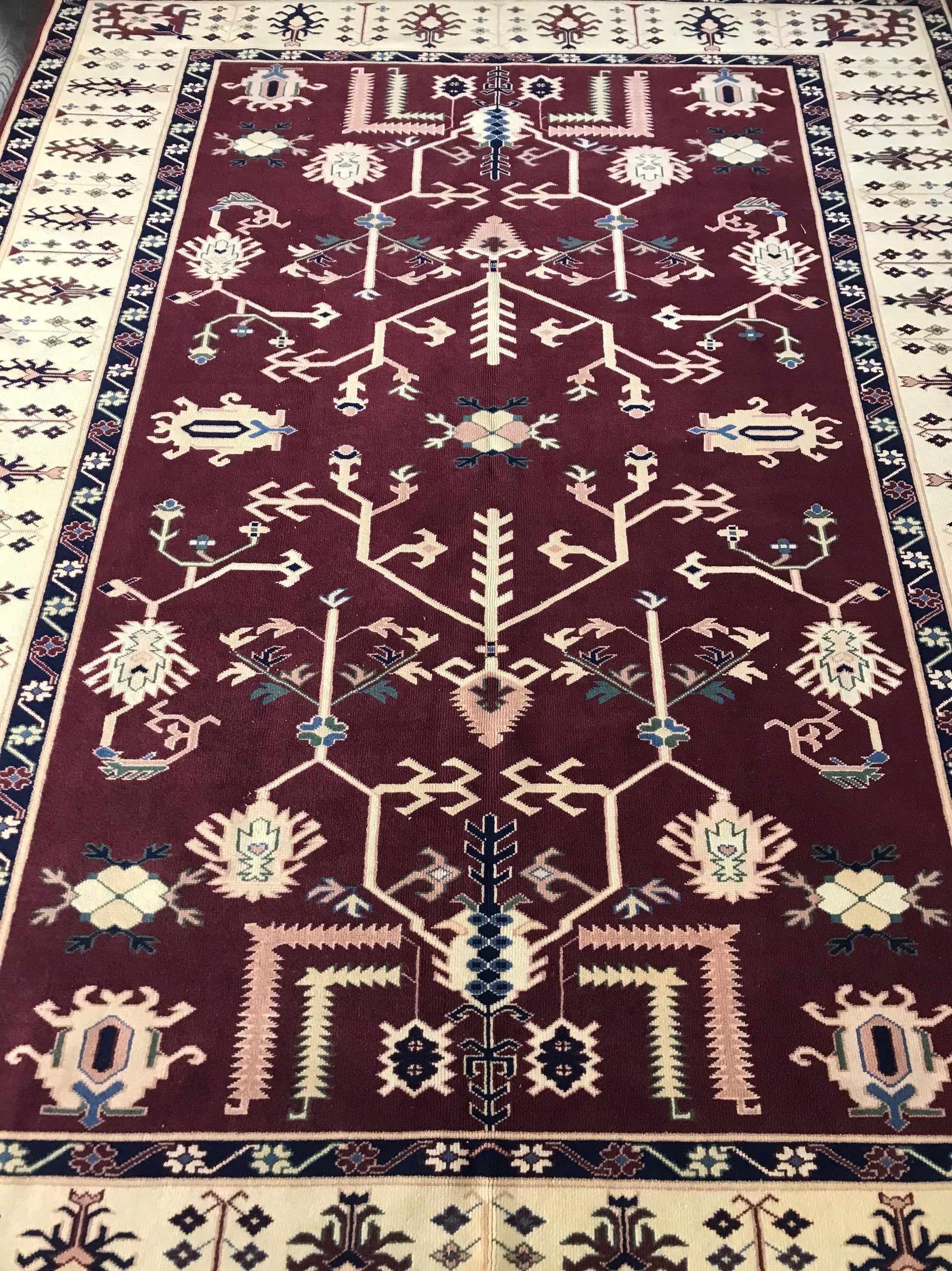 6.8x9.1 Large Vintage Burgundy Persian Wool Rug - Heritage and Rugs