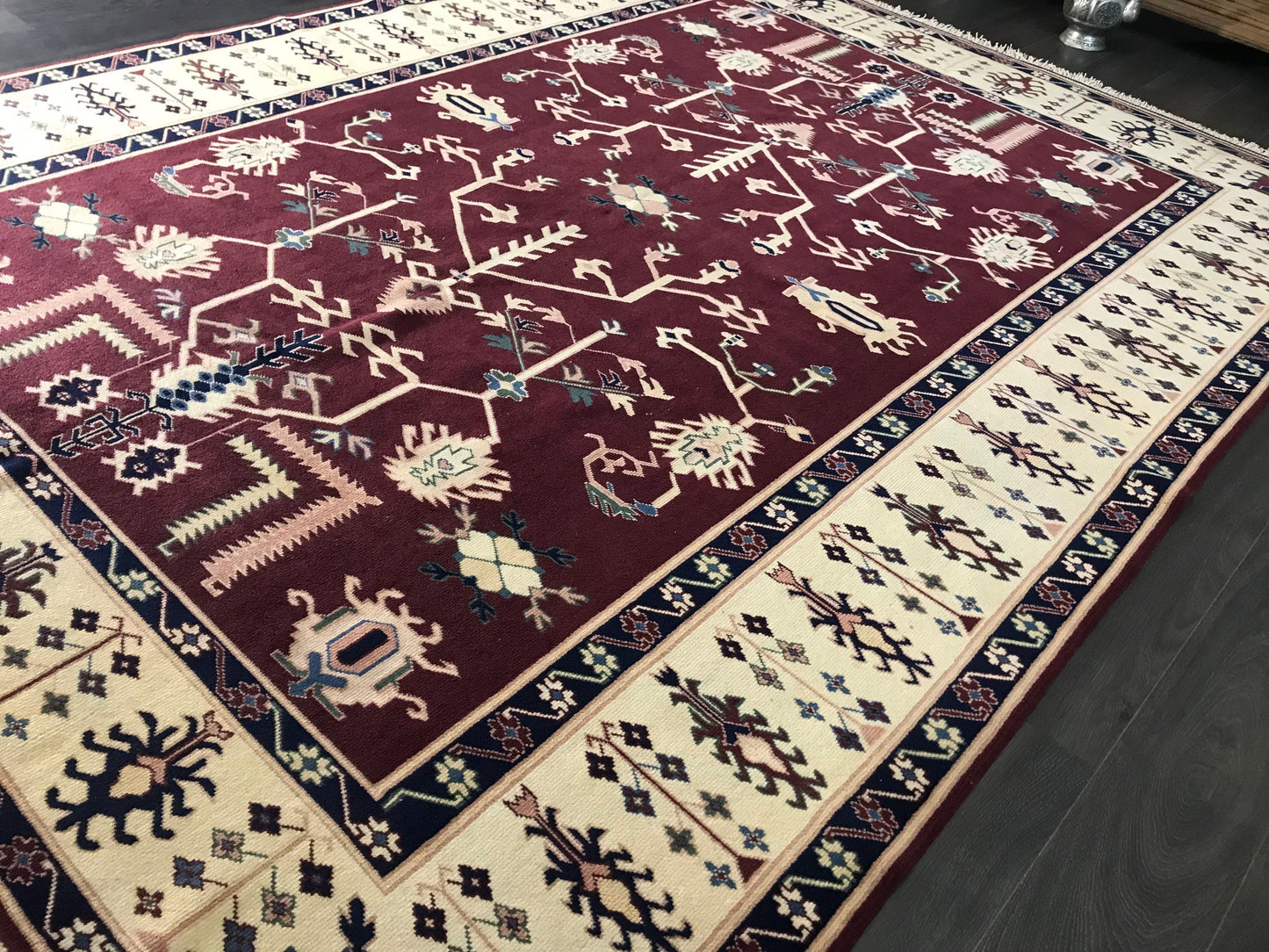 6.8x9.1 Large Vintage Burgundy Persian Wool Rug - Heritage and Rugs