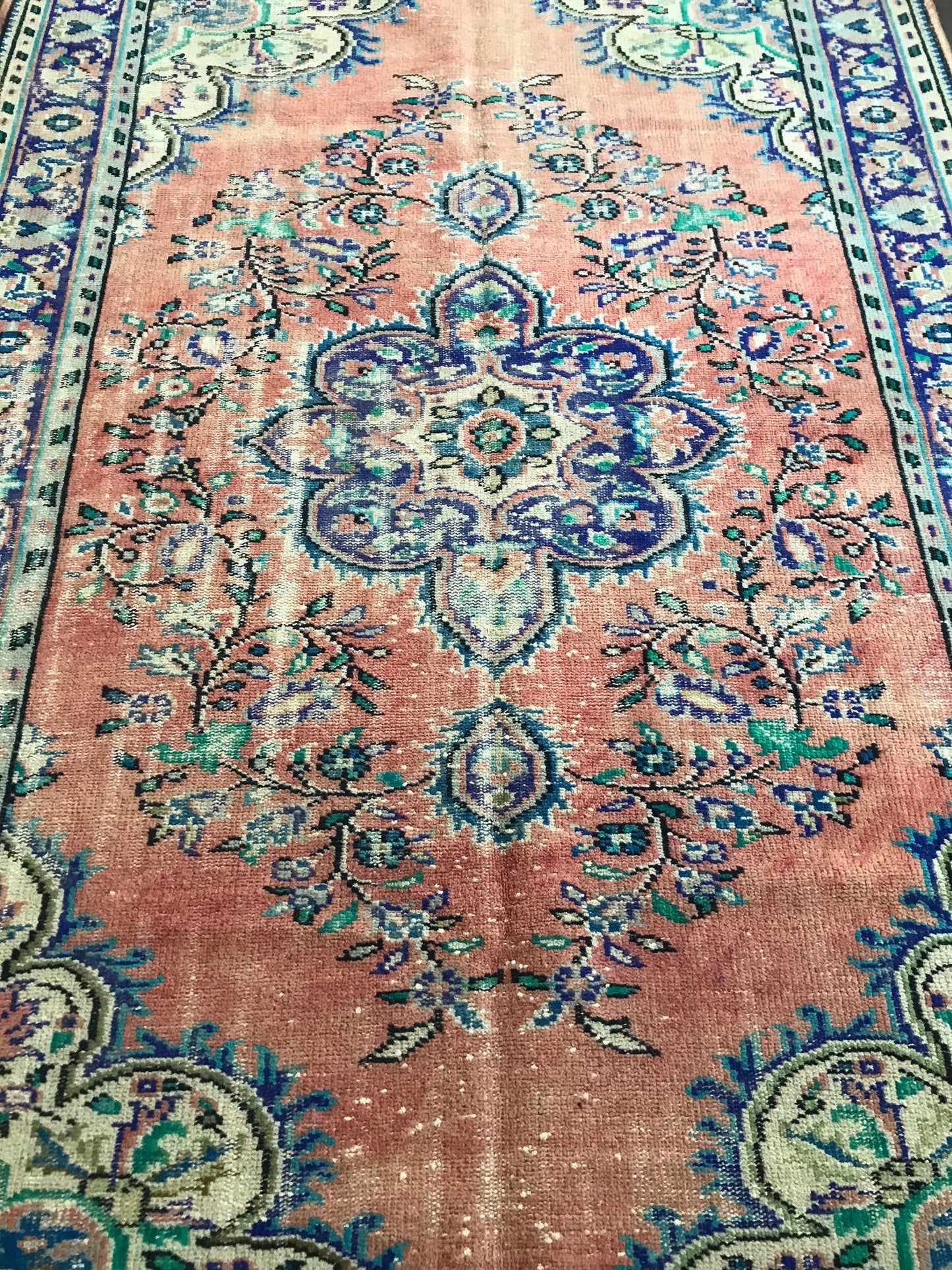 6.1X9.4 Large Vintage Orange Turkish Oushak Rug - Heritage and Rugs