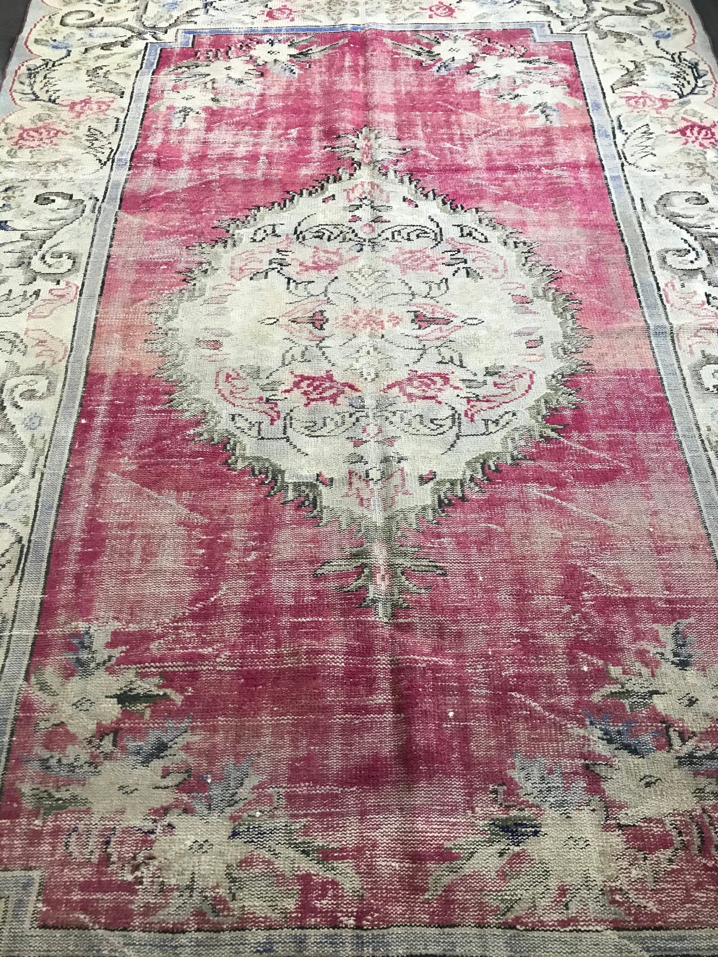 6.8x10.4 Large Vintage Pink Turkish Oushak Rug- Heritage and Rugs