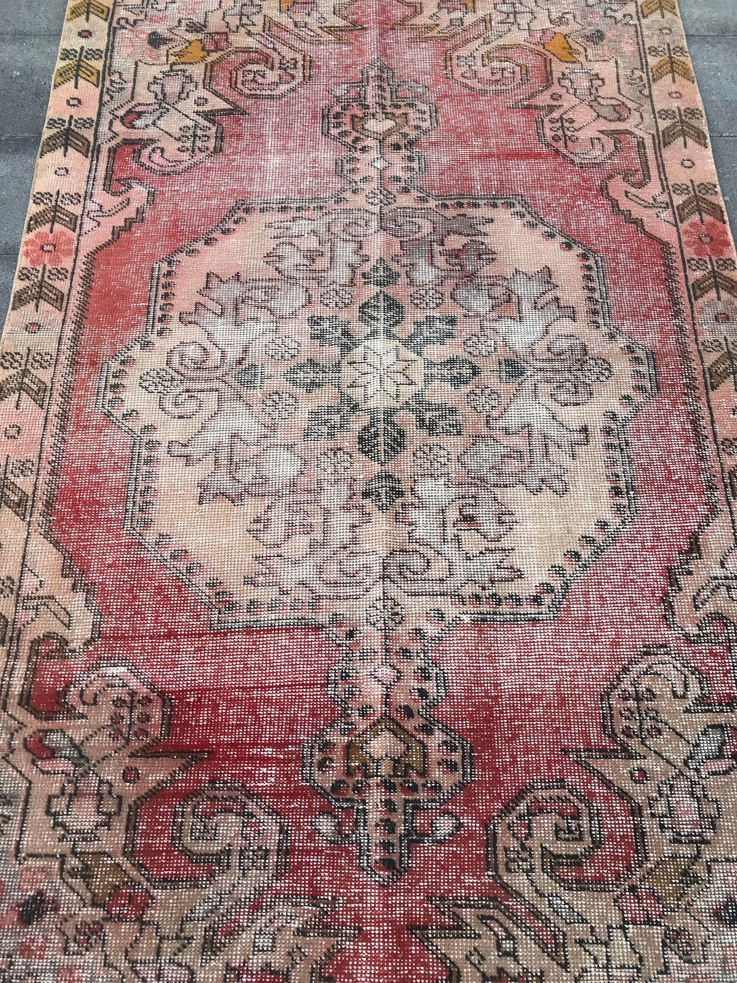 Pink Turkish Rug , Pink Vintage Rug , Turkish Area Rug , Oriental Rug , Wool Area Rug , Bohemian Rug , Handmade Area Rug , 4.4x7.1 Ft - Heritage and Rugs