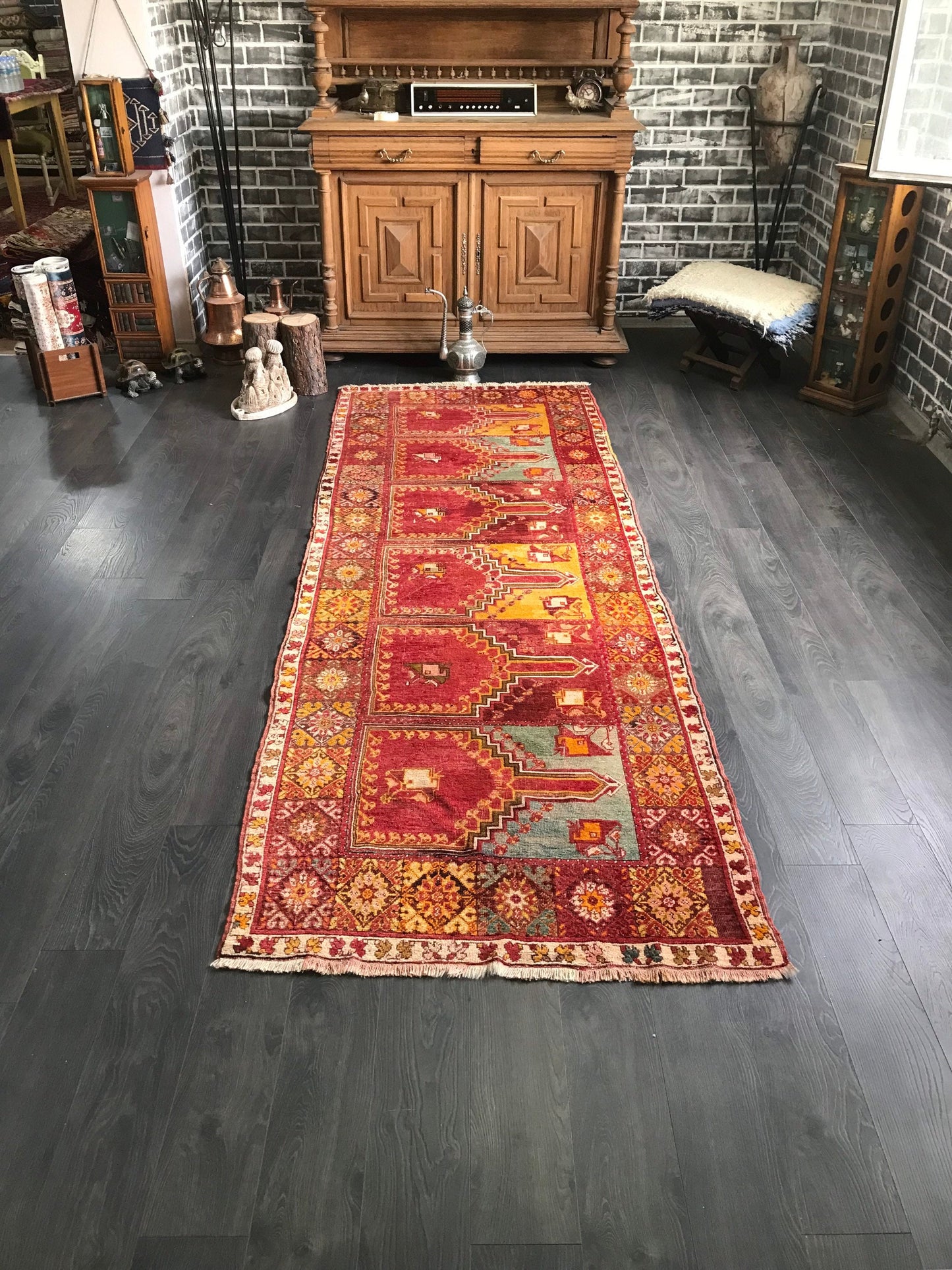 3.5x10.1 Turkish Oushak Runner Rug