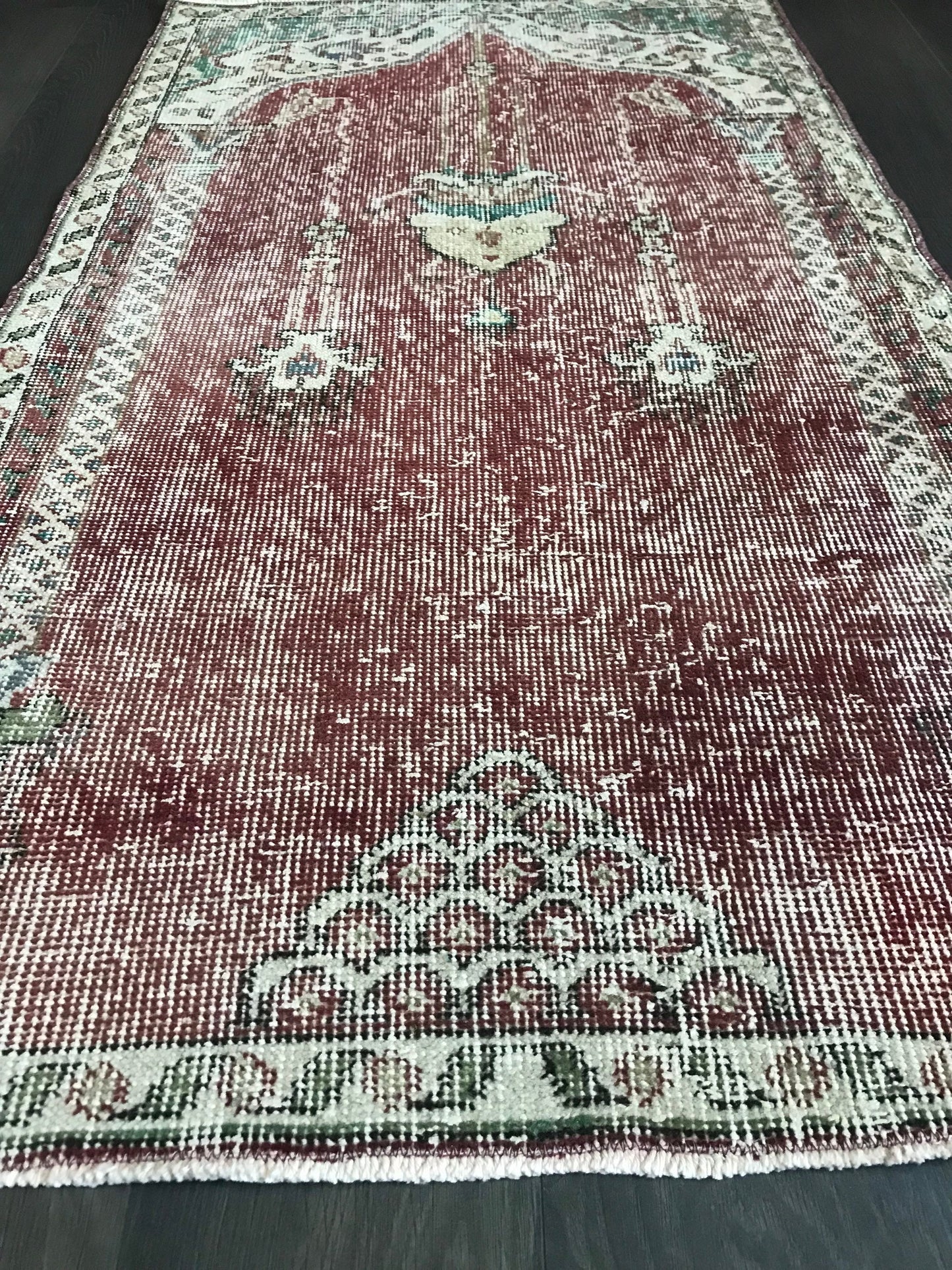 Red Turkish Rug , Vintage Turkish Rug , Wool Cotton Rug, Handmade Turkish Rug, Small Oushak Rug, Oriental Area Rug, Bedroom Rug, 2.3x4.1 Ft - Heritage and Rugs