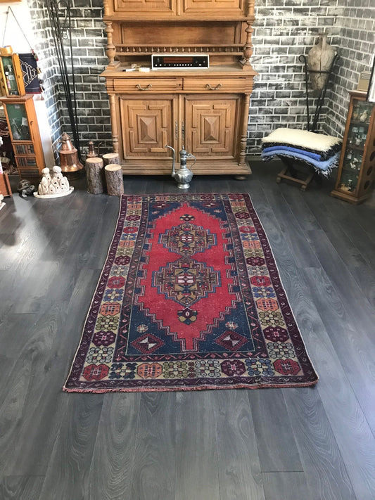 3.8x8.1 Vintage Red Turkish Oushak Rug - Heritage and Rugs