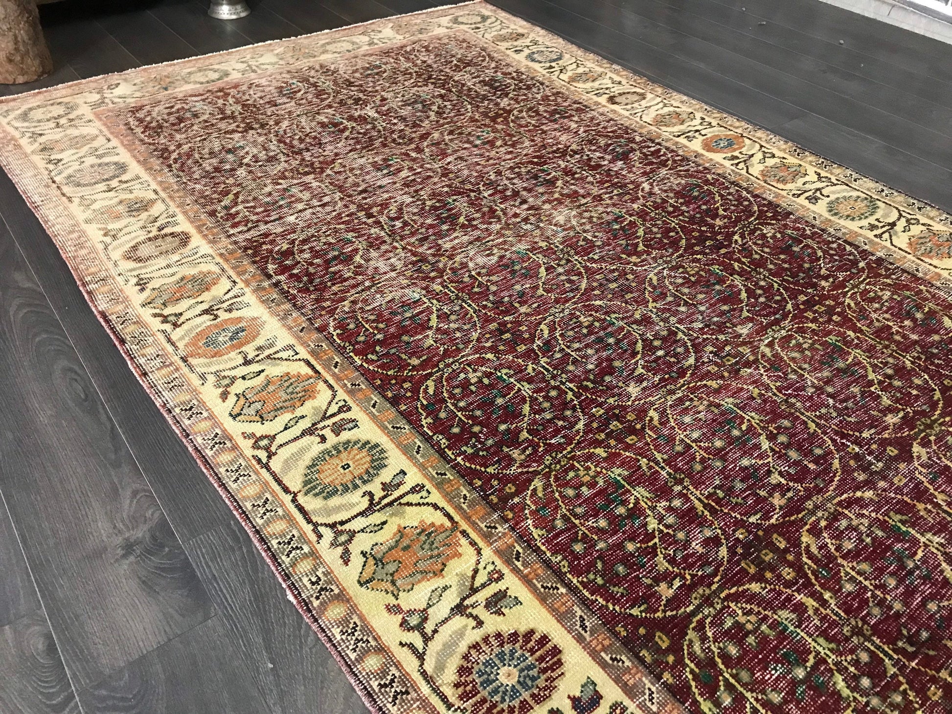 4.9x9.3 Large Vintage Turkish Oushak Rug- Heritage and Rugs