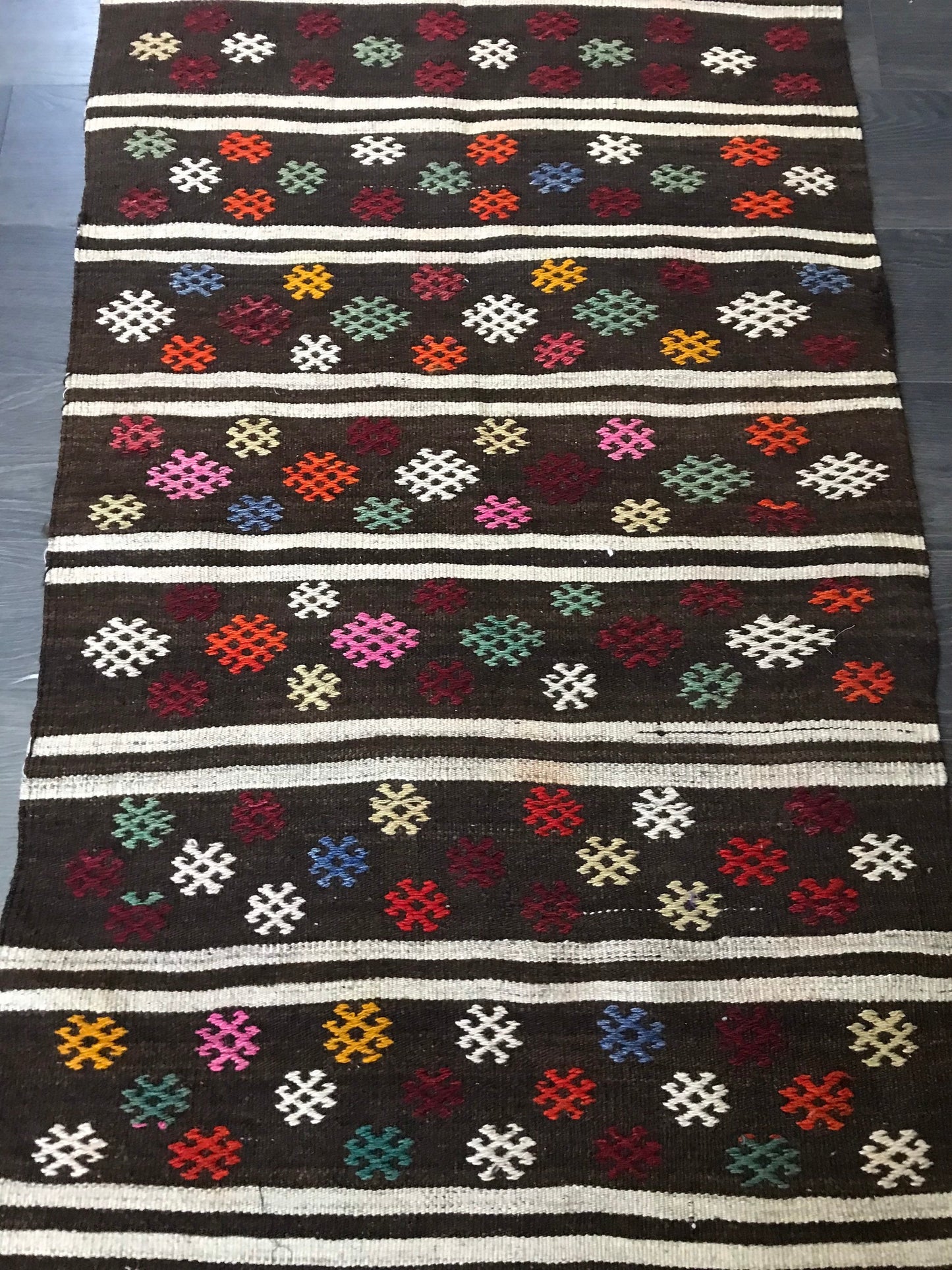 Turkish Kilim Rug, Handmade Kilim Rug, Brown Turkish Vintage Kilim , Wool Turkish Kilim , Small Vintage Rug, Oushak Rug, 2.3x4.6 Ft, - Heritage and Rugs