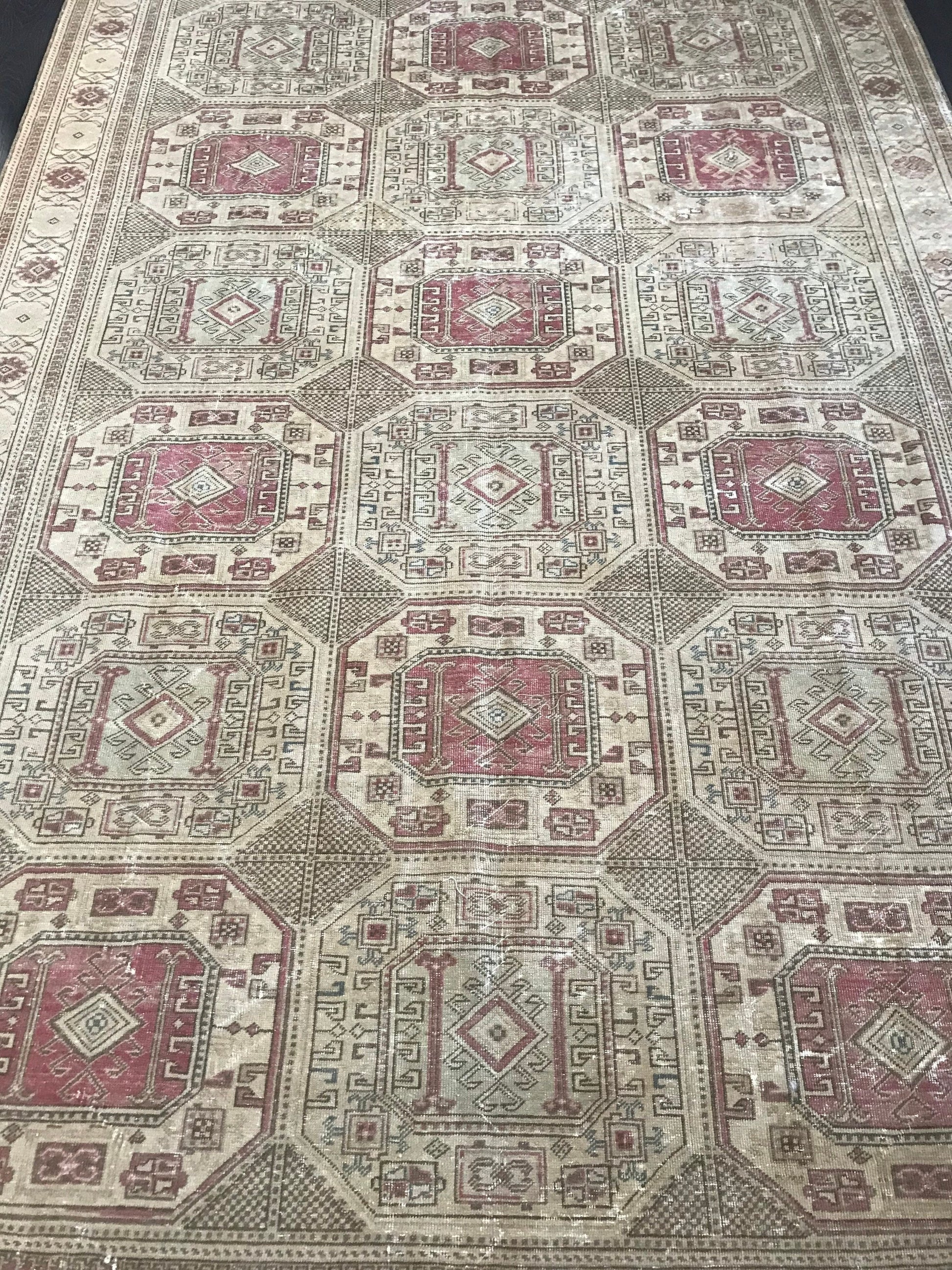 6.4x9.4 Large Vintage Pink Persian Wool Rug