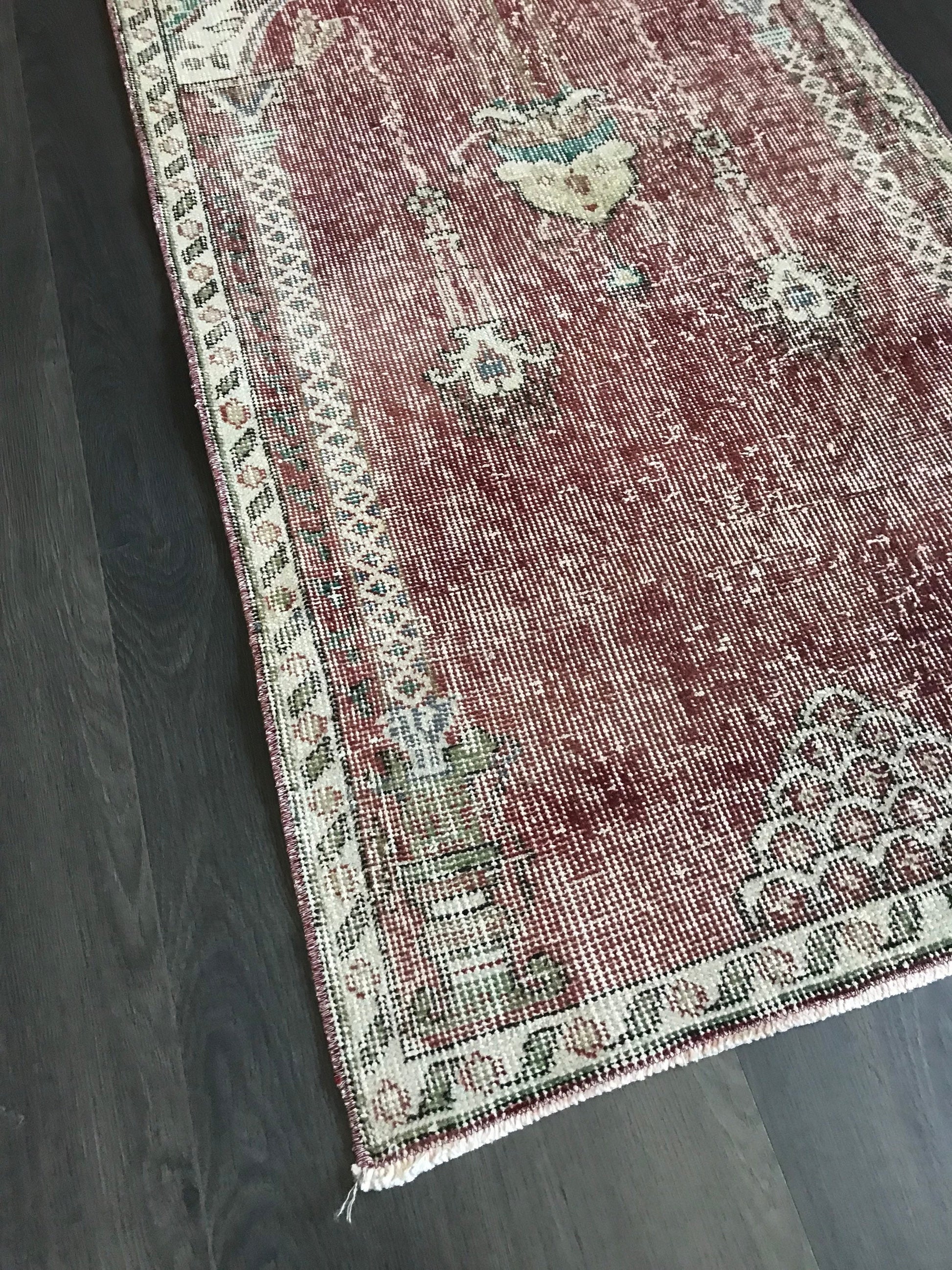 Red Turkish Rug , Vintage Turkish Rug , Wool Cotton Rug, Handmade Turkish Rug, Small Oushak Rug, Oriental Area Rug, Bedroom Rug, 2.3x4.1 Ft - Heritage and Rugs