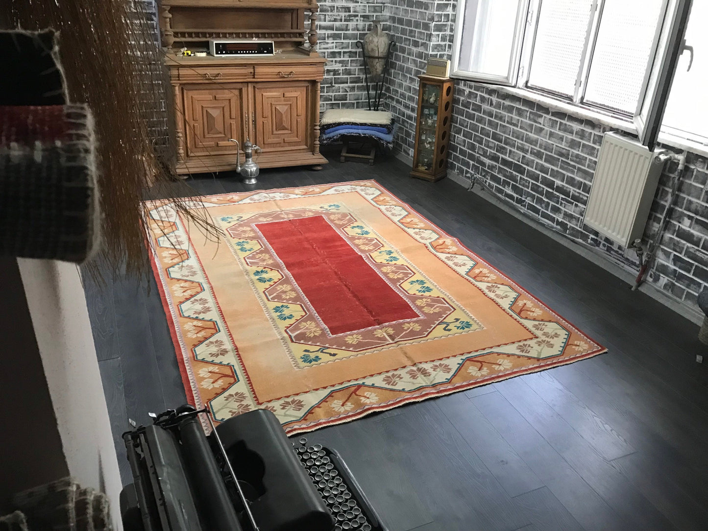 Large Turkish Rug, Large Area Rug, Handmade Area Rug, Vintage Anatolian Rug, Red Turkish Rug, Turkey Floor Rug, Livingroom Rug, 6.7x9.2 Ft - Heritage and Rugs