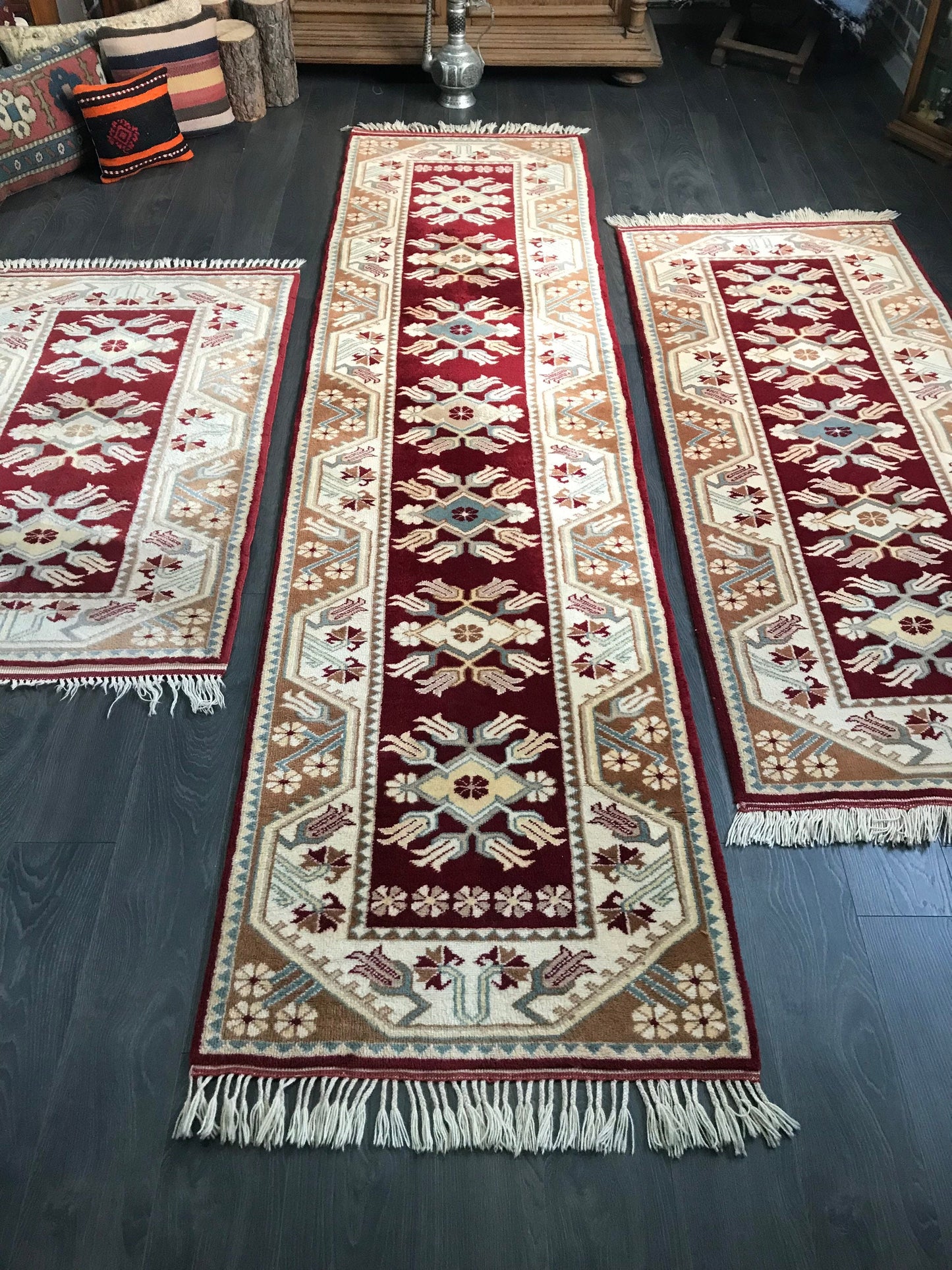 Vintage Turkish Oushak Runner Rug Set- Heritage and Rugs