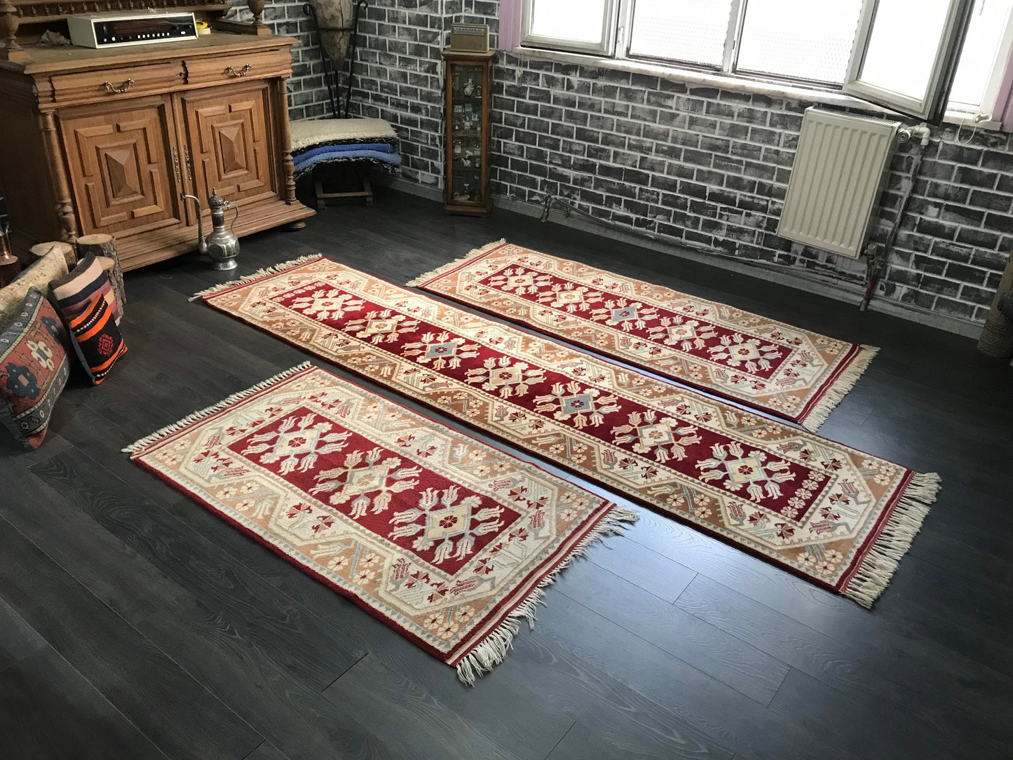 Vintage Turkish Oushak Runner Rug Set- Heritage and Rugs